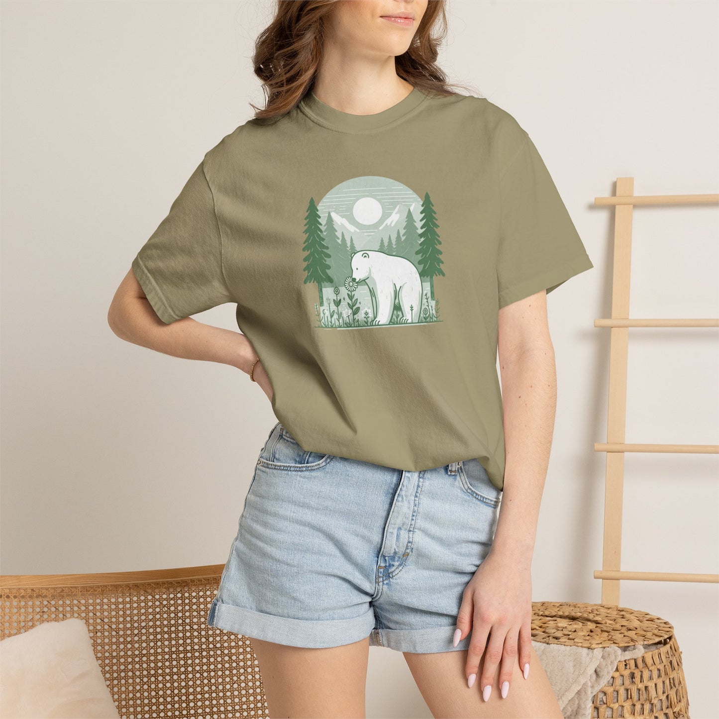 Polar Bear Forest Bloom Comfort Colors Tee