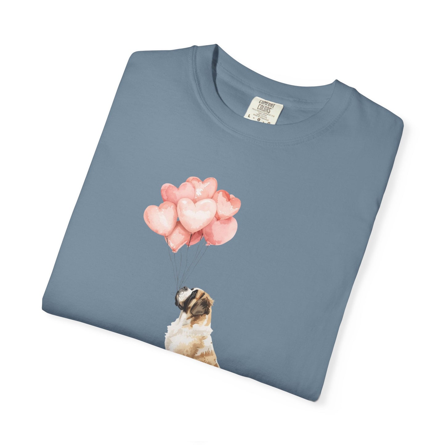 Saint Bernard with Heart Balloons Comfort Colors Tee