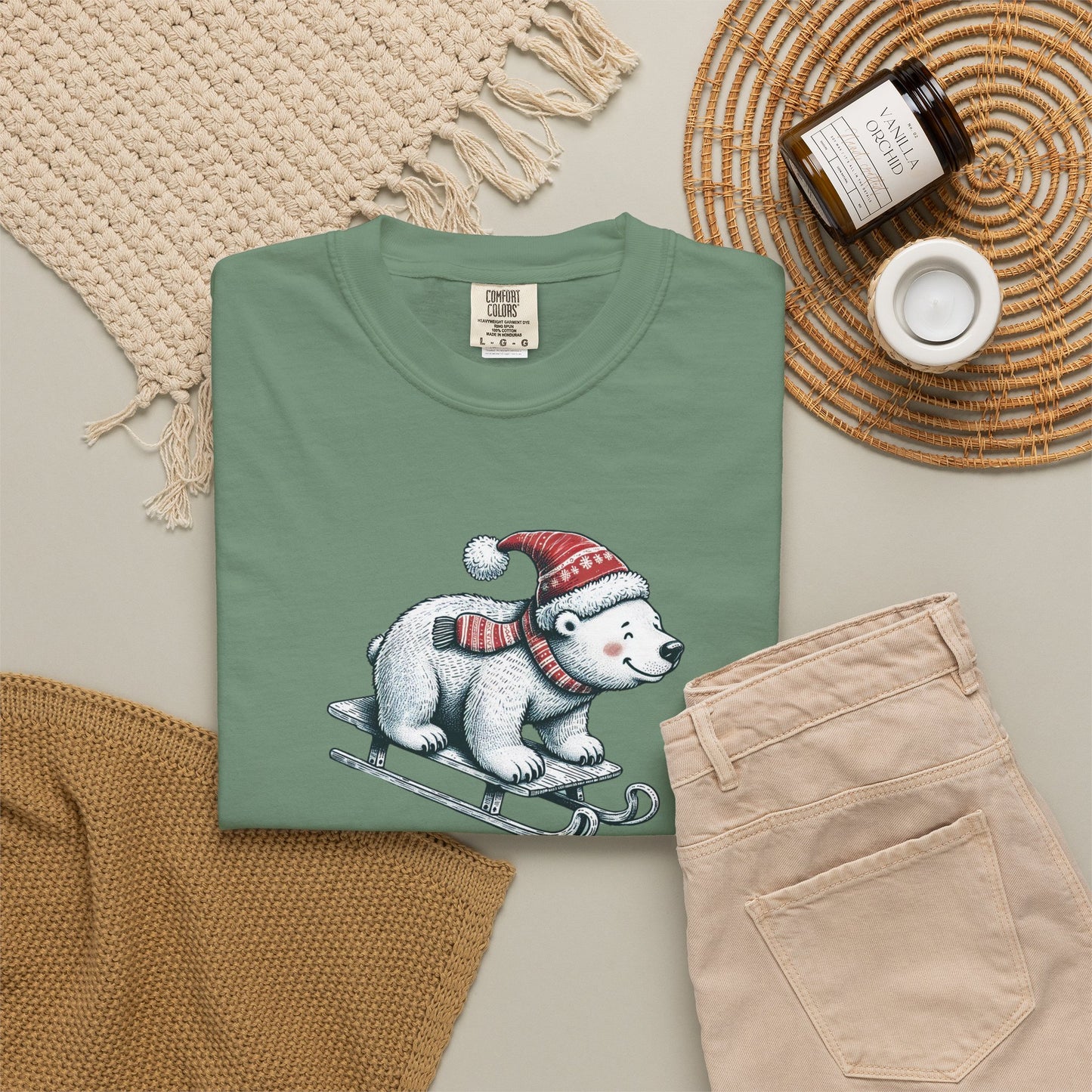 Let It Snow Polar Bear Comfort Colors Tee