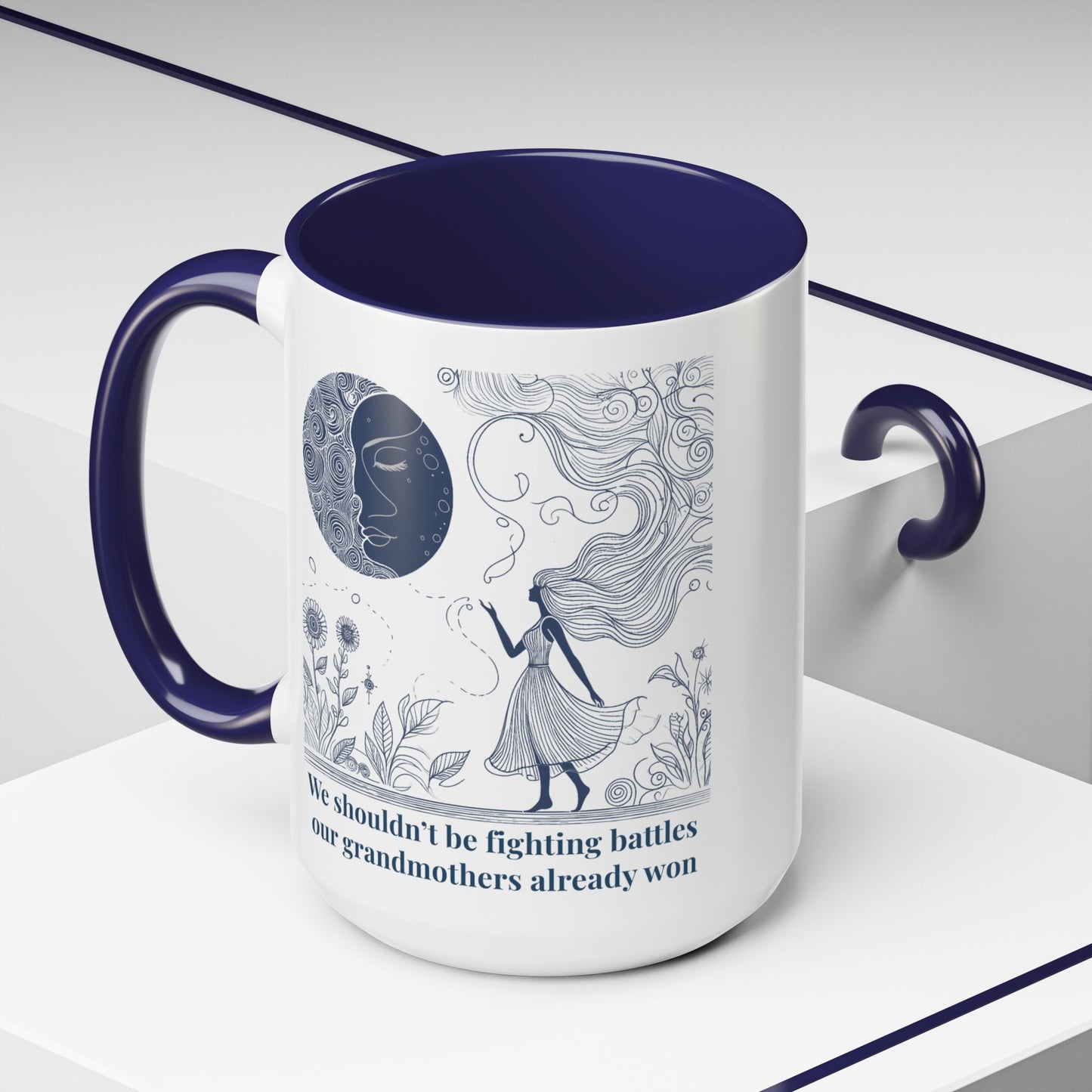 Feminist Mug, Empowering Quote, Moon Illustration