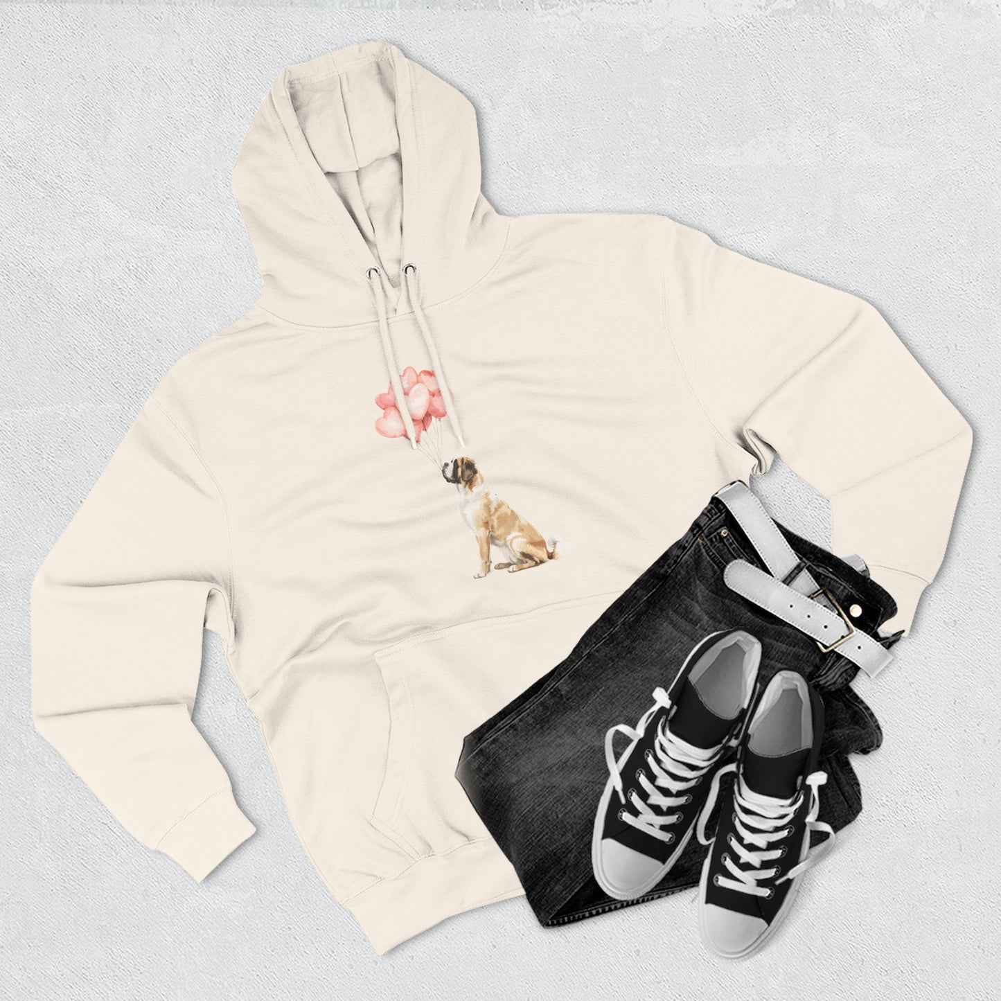 Saint Bernard with Heart Balloons Hoodie