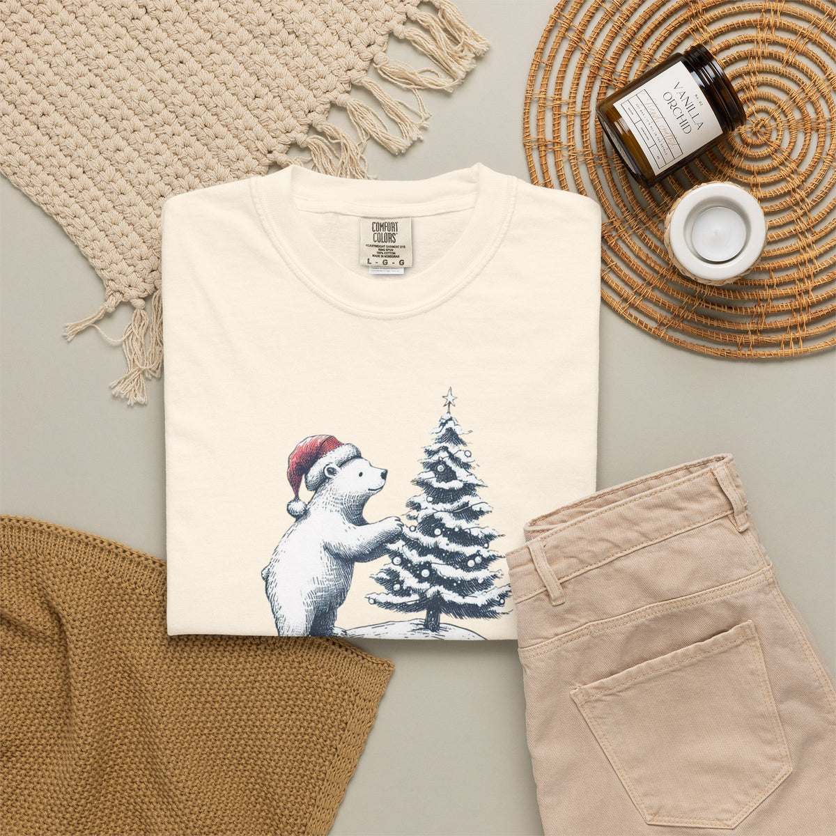 Polar Bear Christmas T-Shirt | Christmas Tree Comfort Colors Tee