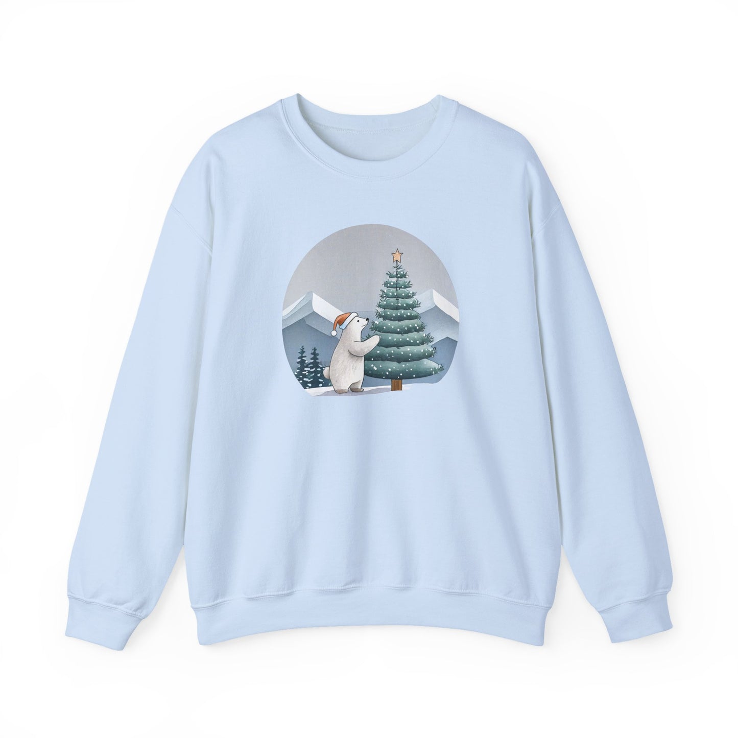 Winter Glow Polar Bear Sweatshirt, Cozy Christmas Tree Scene