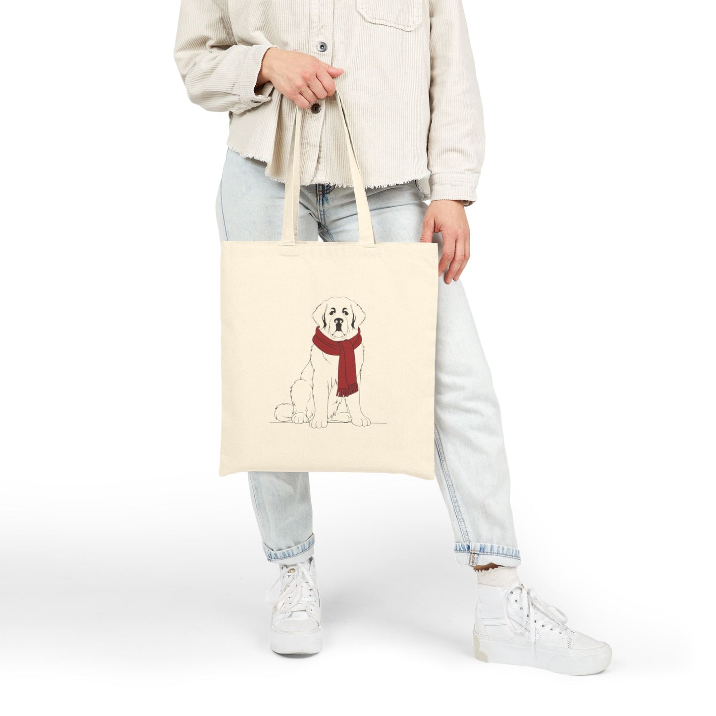 Saint Bernard Scarf Bear Premium Canvas Tote | Cozy Den Edition