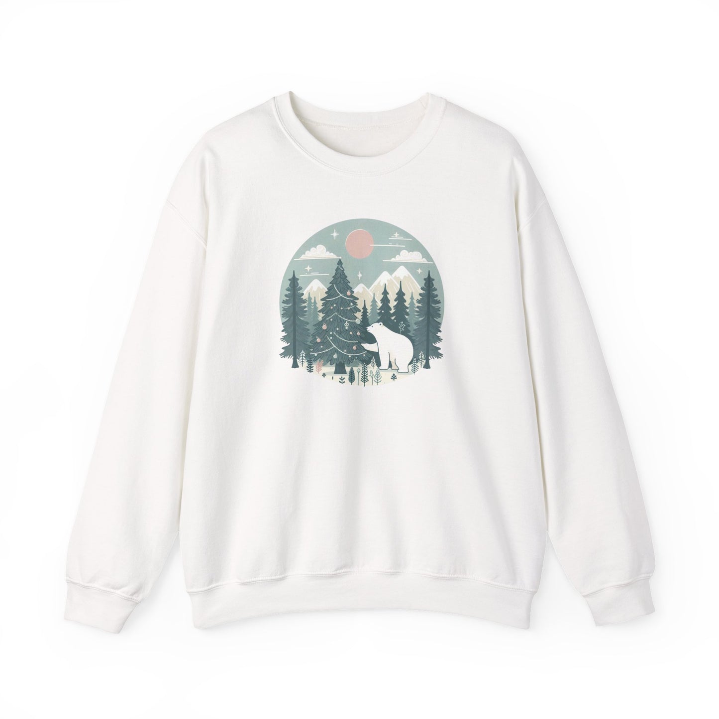 Festive Forest Polar Bear Sweatshirt | Holiday Den Edition