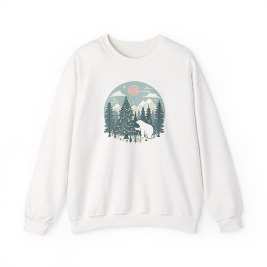 Festive Forest Polar Bear Sweatshirt | Holiday Den Edition