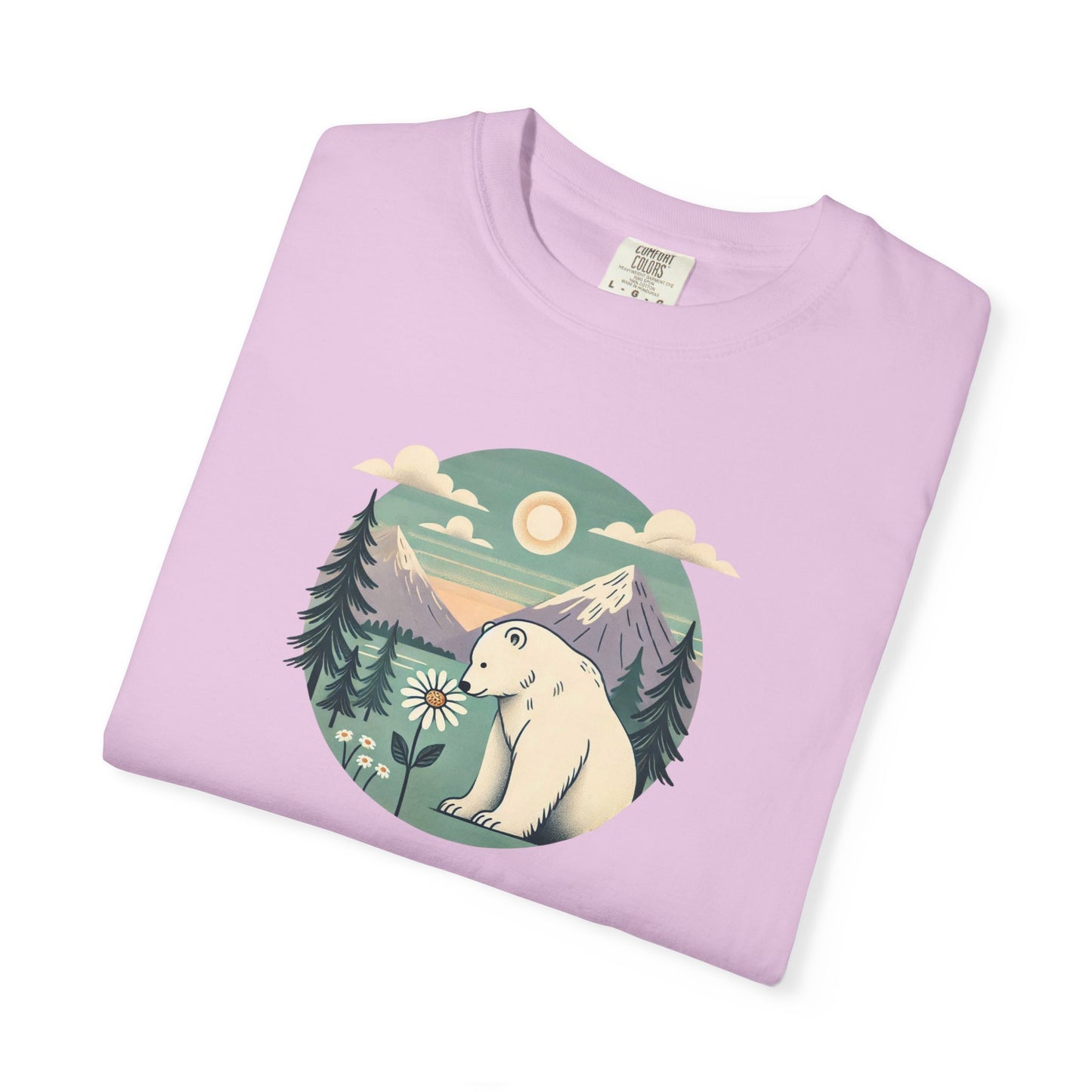 Polar Bear Daisy Mountain Comfort Colors Tee