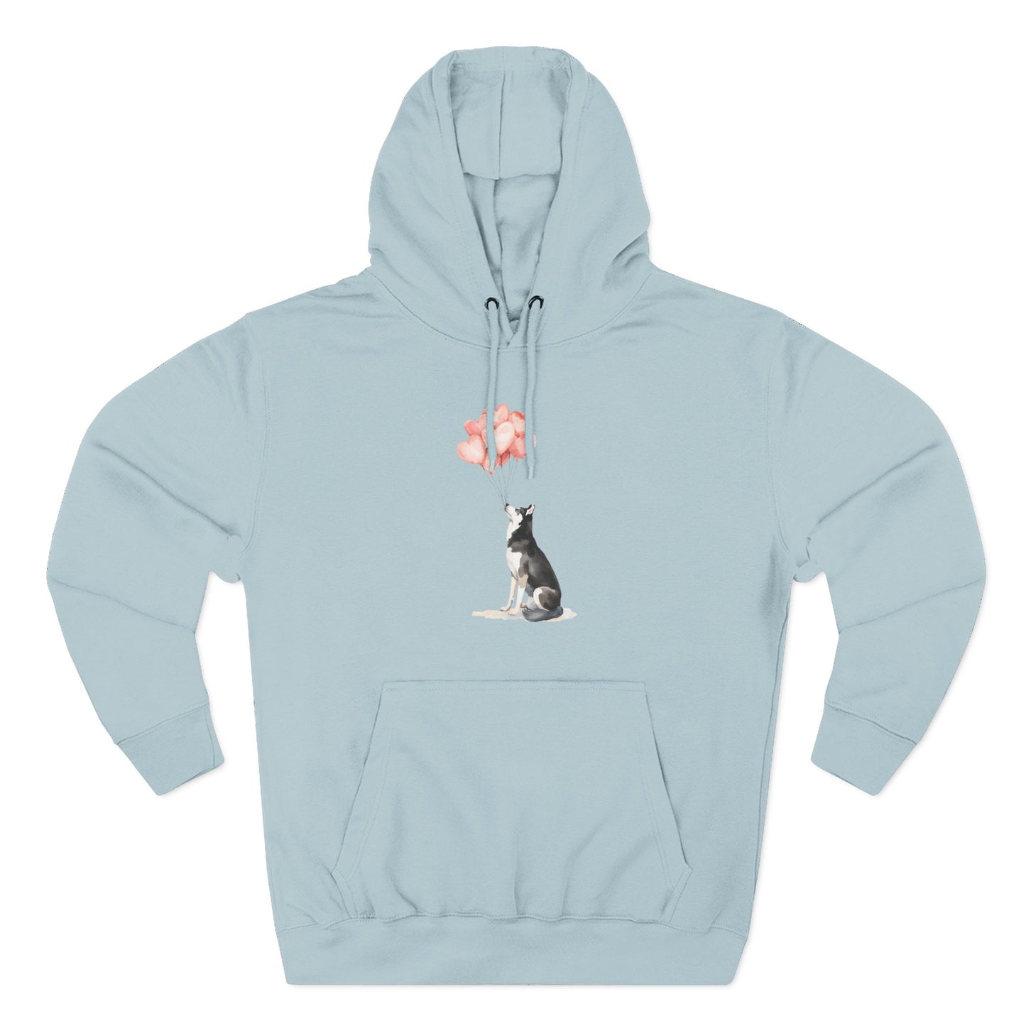Husky with Heart Balloons Hoodie