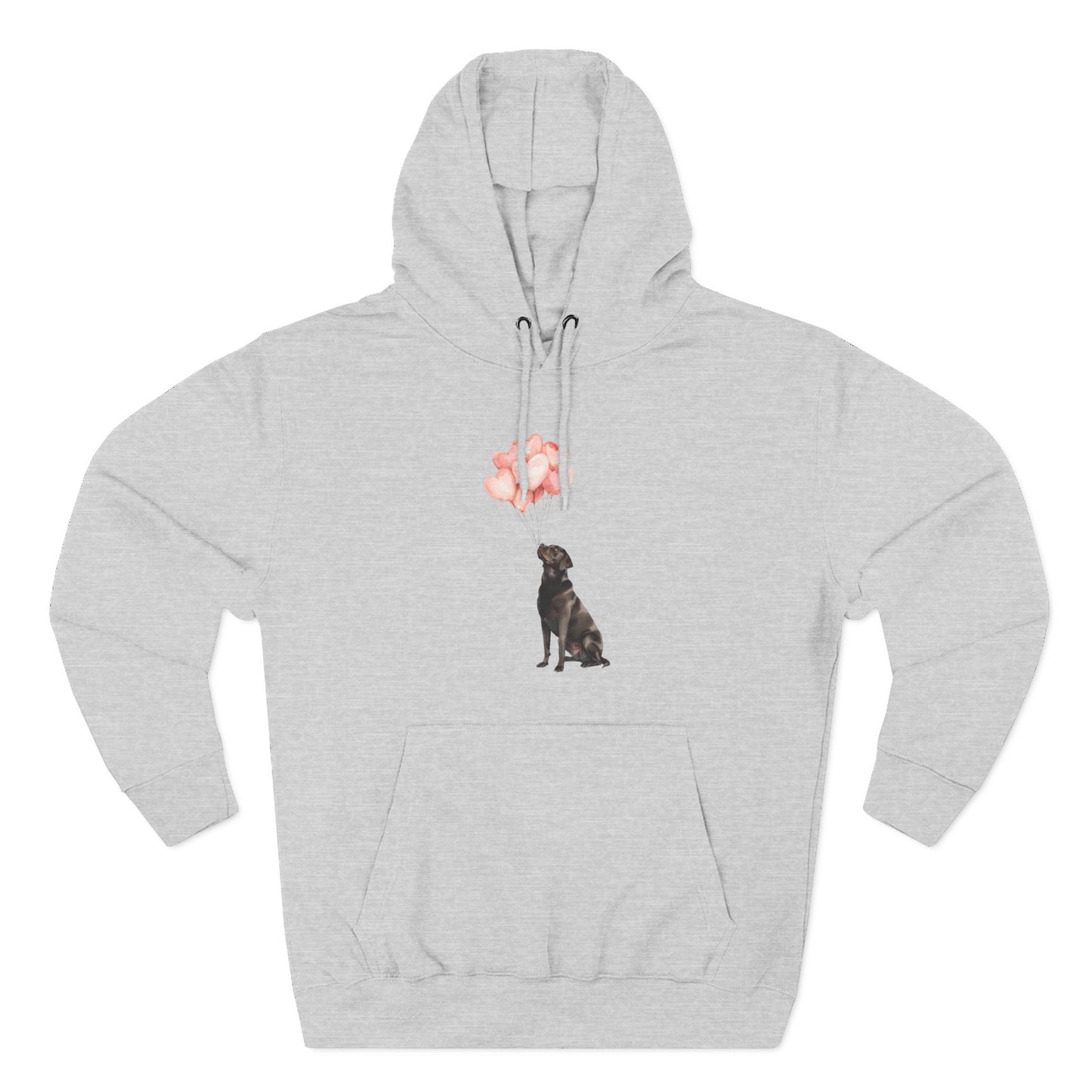 Black Labrador with Heart Balloons Hoodie
