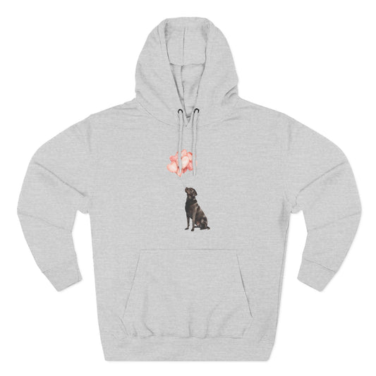 Black Labrador with Heart Balloons Hoodie