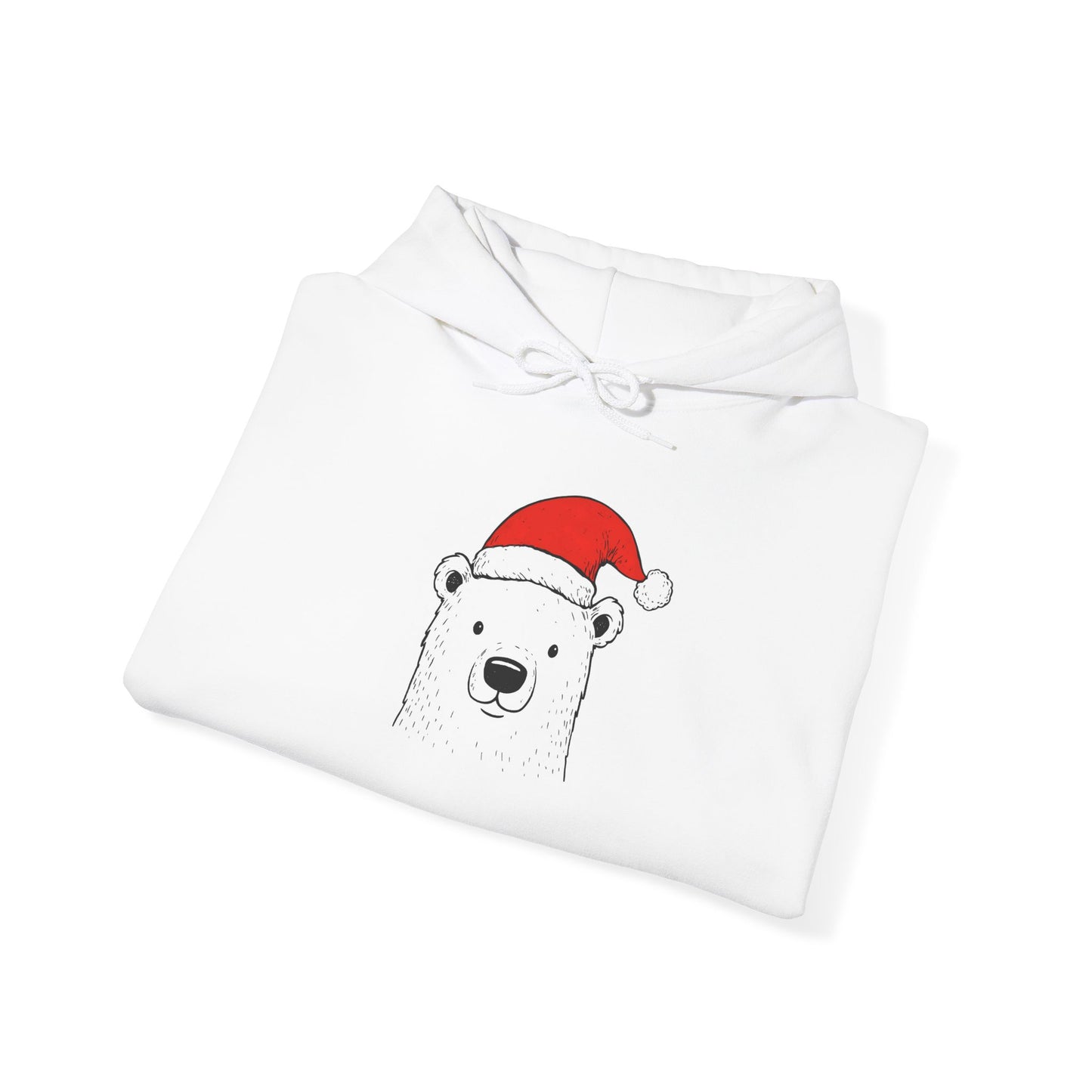 Santa Hat Polar Bear Portrait Premium Hoodie | Holiday Den Edition