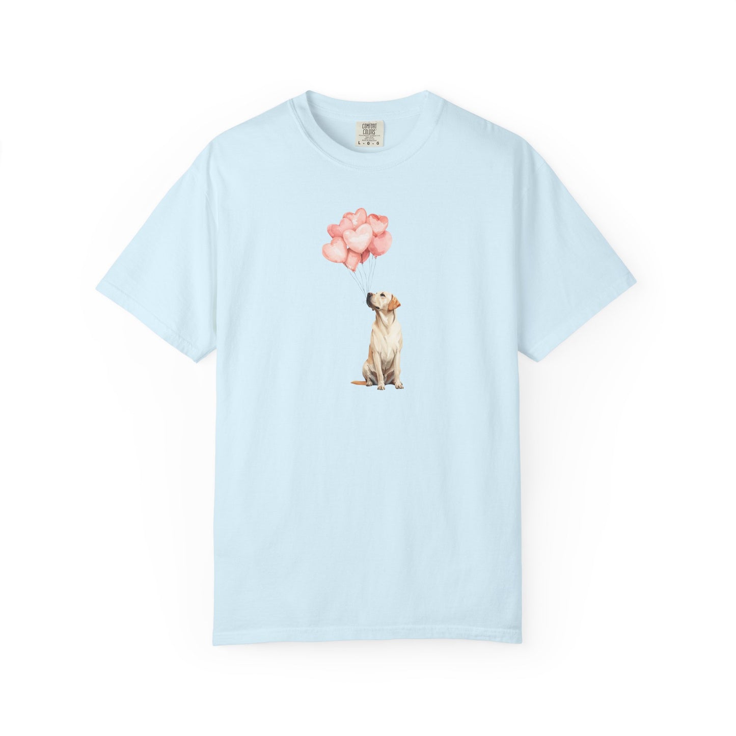 Yellow Labrador with Heart Balloons Tee