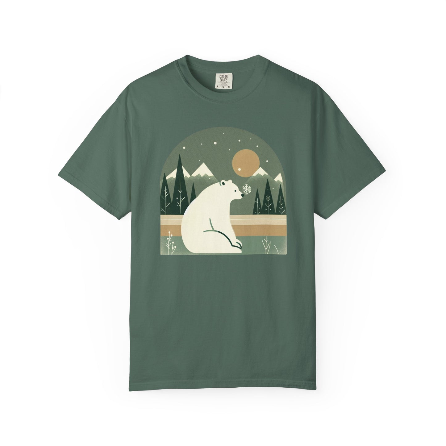 Polar Bear Nightscape T-Shirt | Retro Forest Moon Graphic