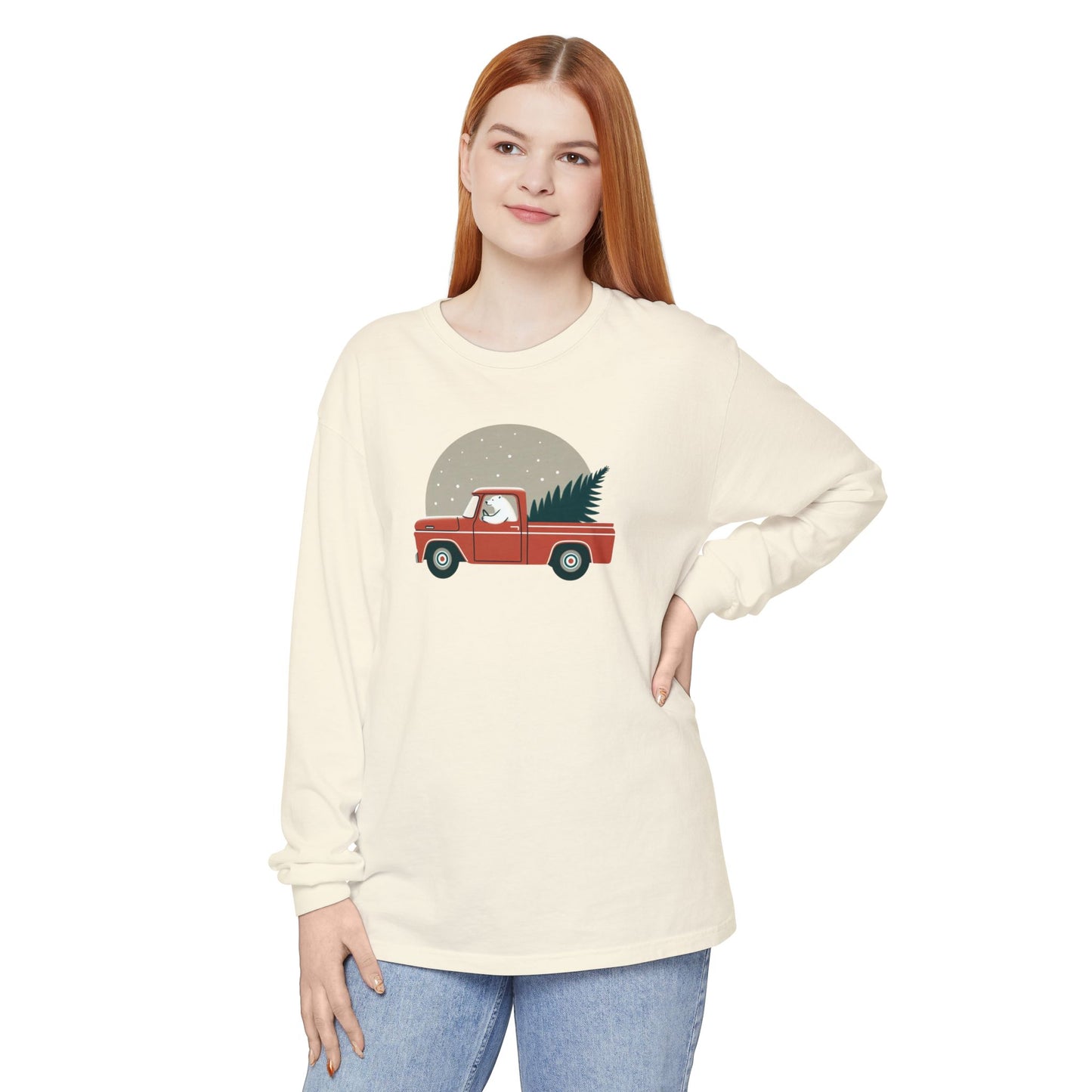 Vintage Polar Bear Christmas Truck Long Sleeve Tee