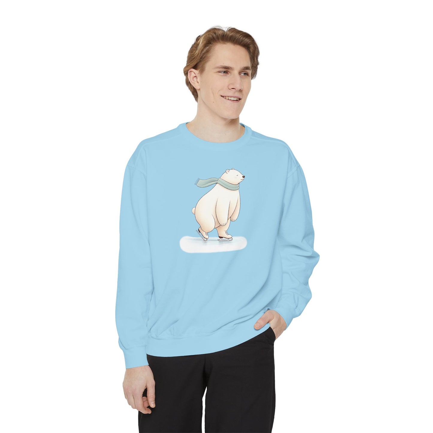 Ice Skating Polar Bear Comfort Colors Sweatshirt
