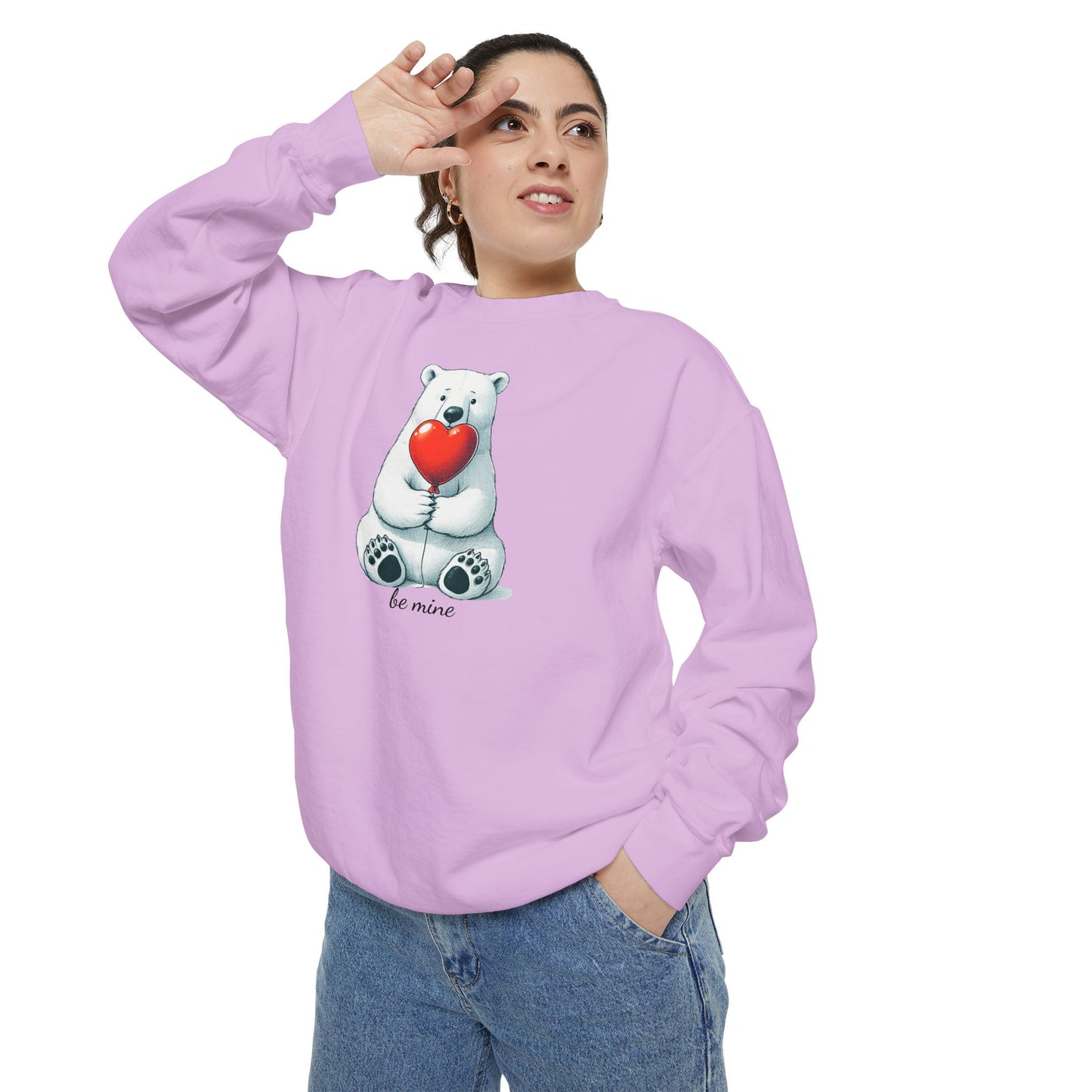 Be Mine Polar Bear Comfort Colors Sweatshirt