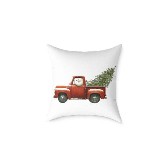 Polar Bear Pickup Christmas Pillow