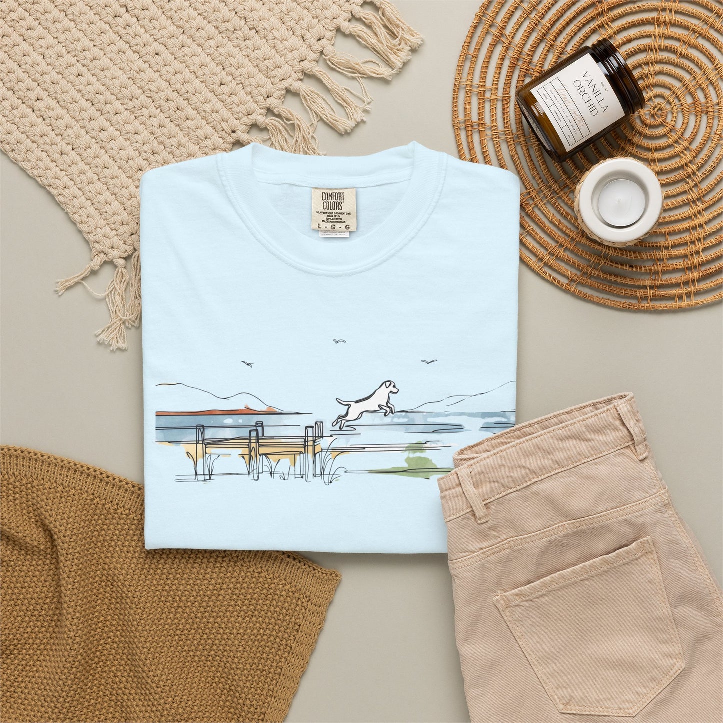 Watercolor Lake Dog Tee