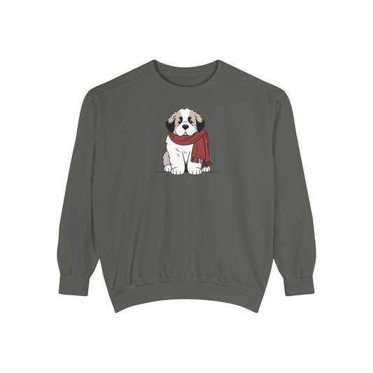 Saint Bernard Scarf Puppy Premium Sweatshirt | Cozy Den Edition