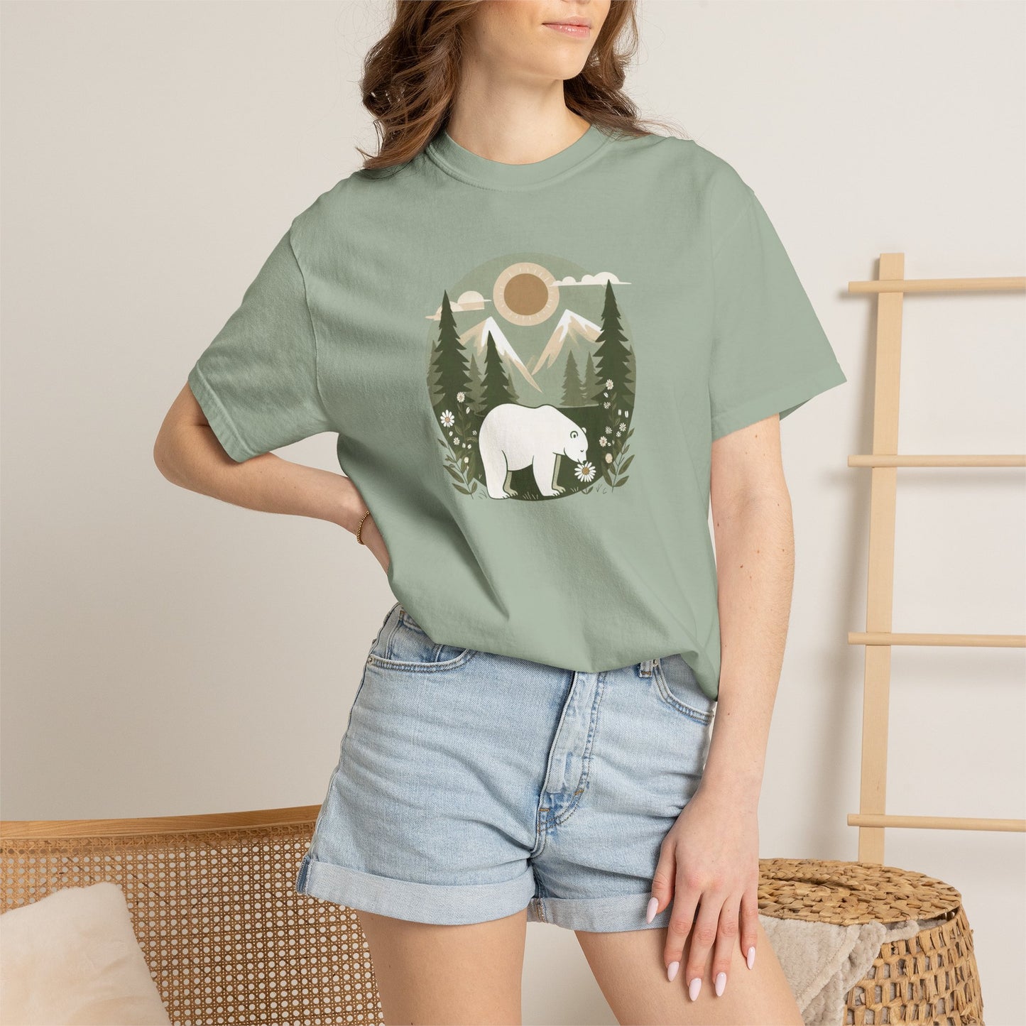 Polar Bear Evergreen Comfort Colors Tee