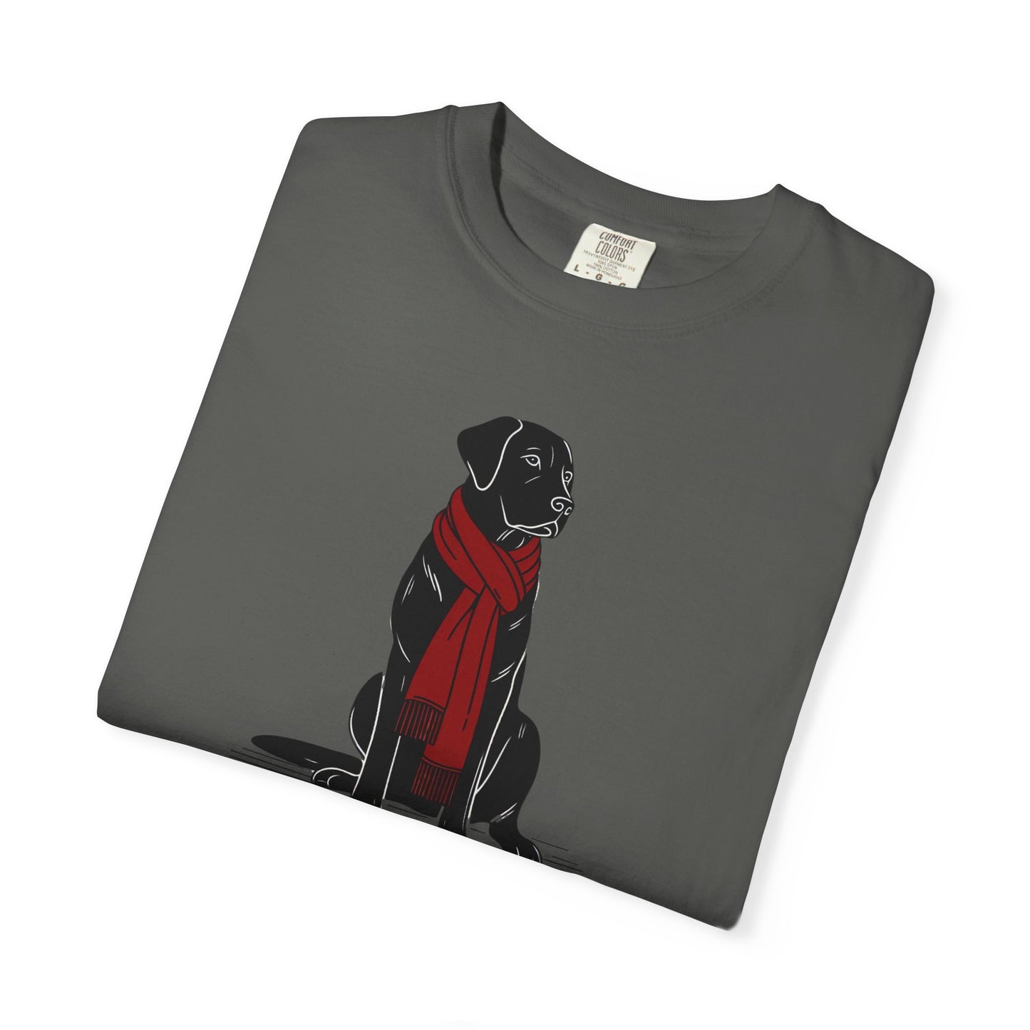 Black Lab Red Scarf Comfort Colors Tee