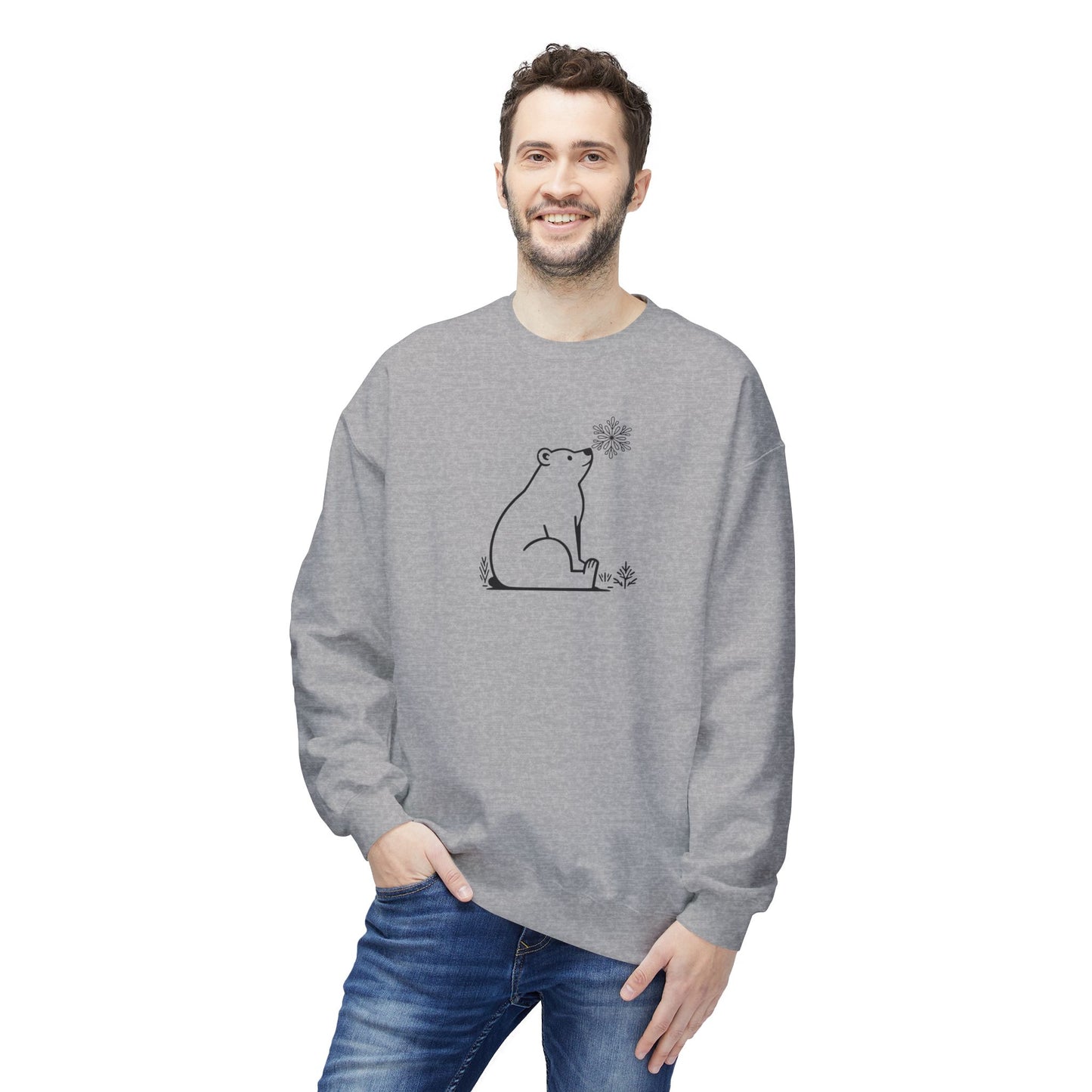 Polar Bear Snowflake Sweatshirt | Minimalist Winter Crewneck