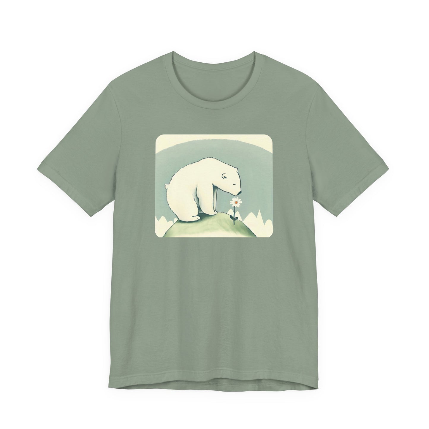 Polar Bear & Daisy Tee | Gentle Nature-Inspired Graphic Shirt