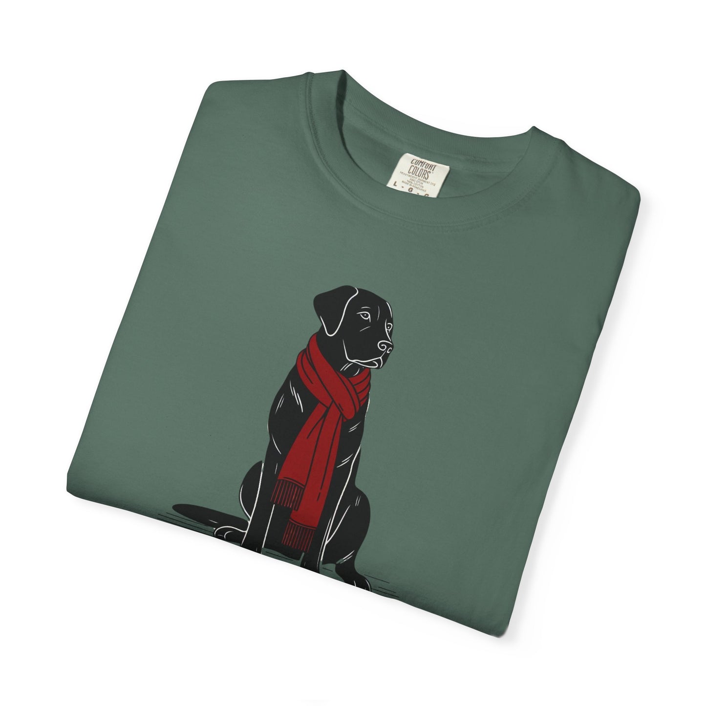 Black Lab Red Scarf Comfort Colors Tee