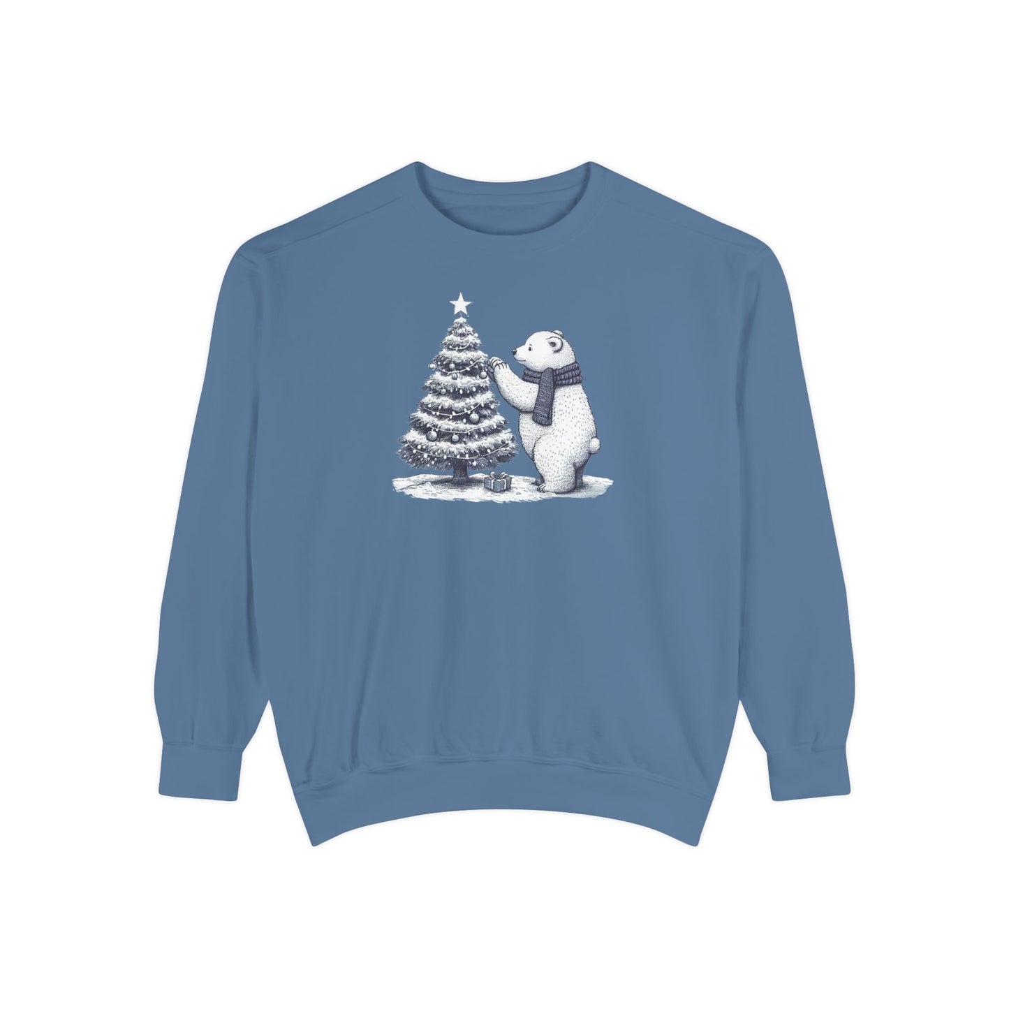 Vintage Polar Bear Christmas Tree Comfort Colors Sweatshirt