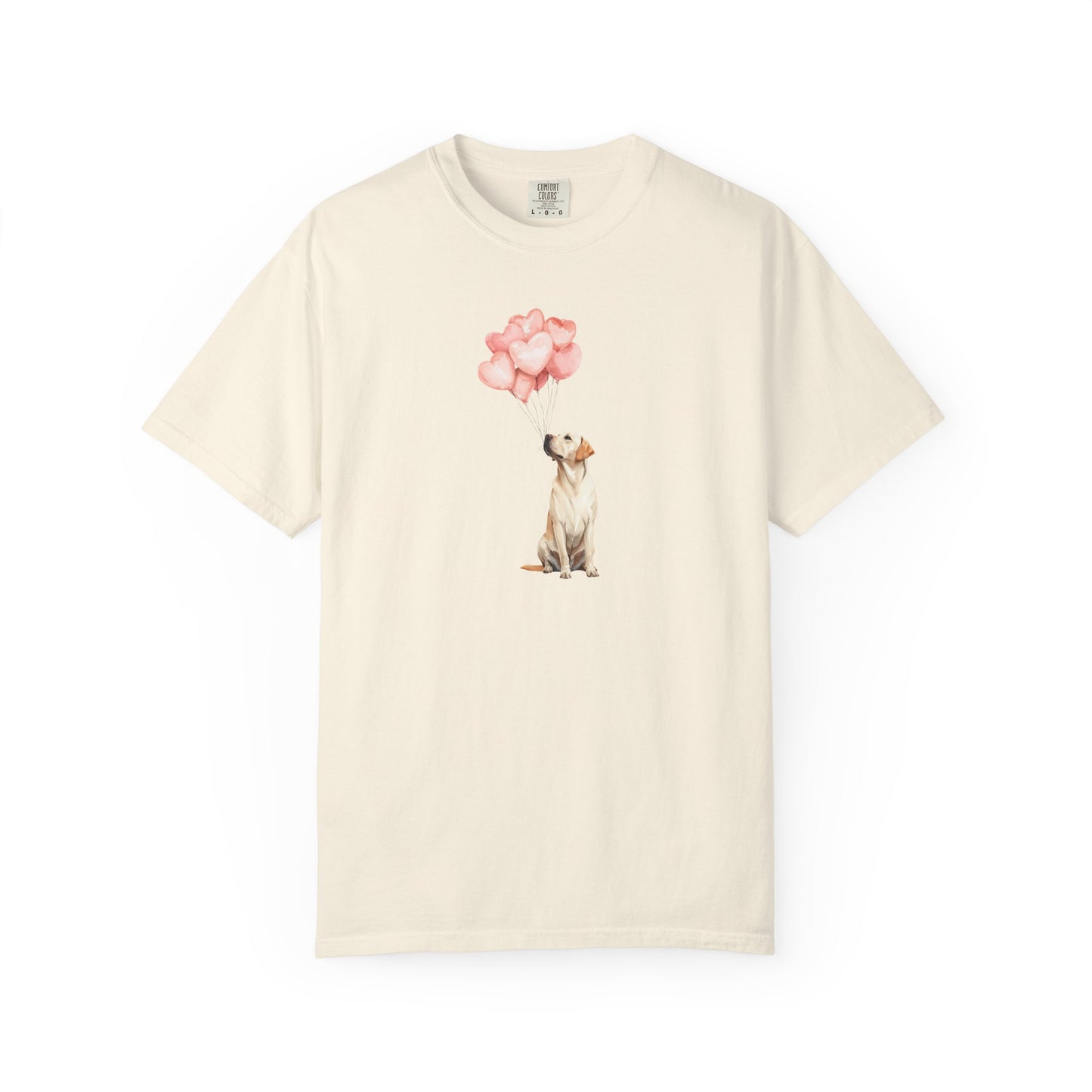 Yellow Labrador with Heart Balloons Tee