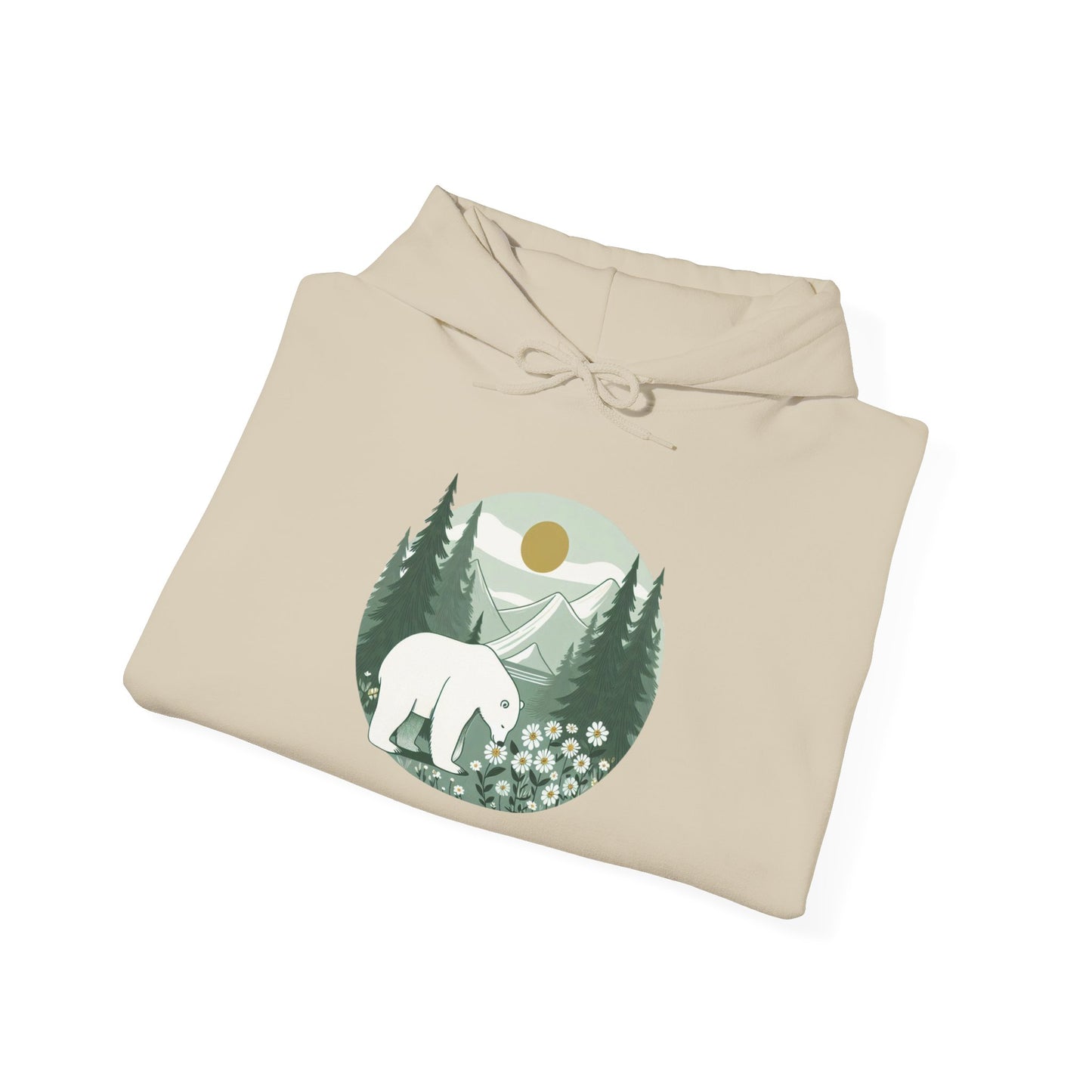 Polar Bear in the Pines Hoodie | Nature-Inspired Sweatshirt
