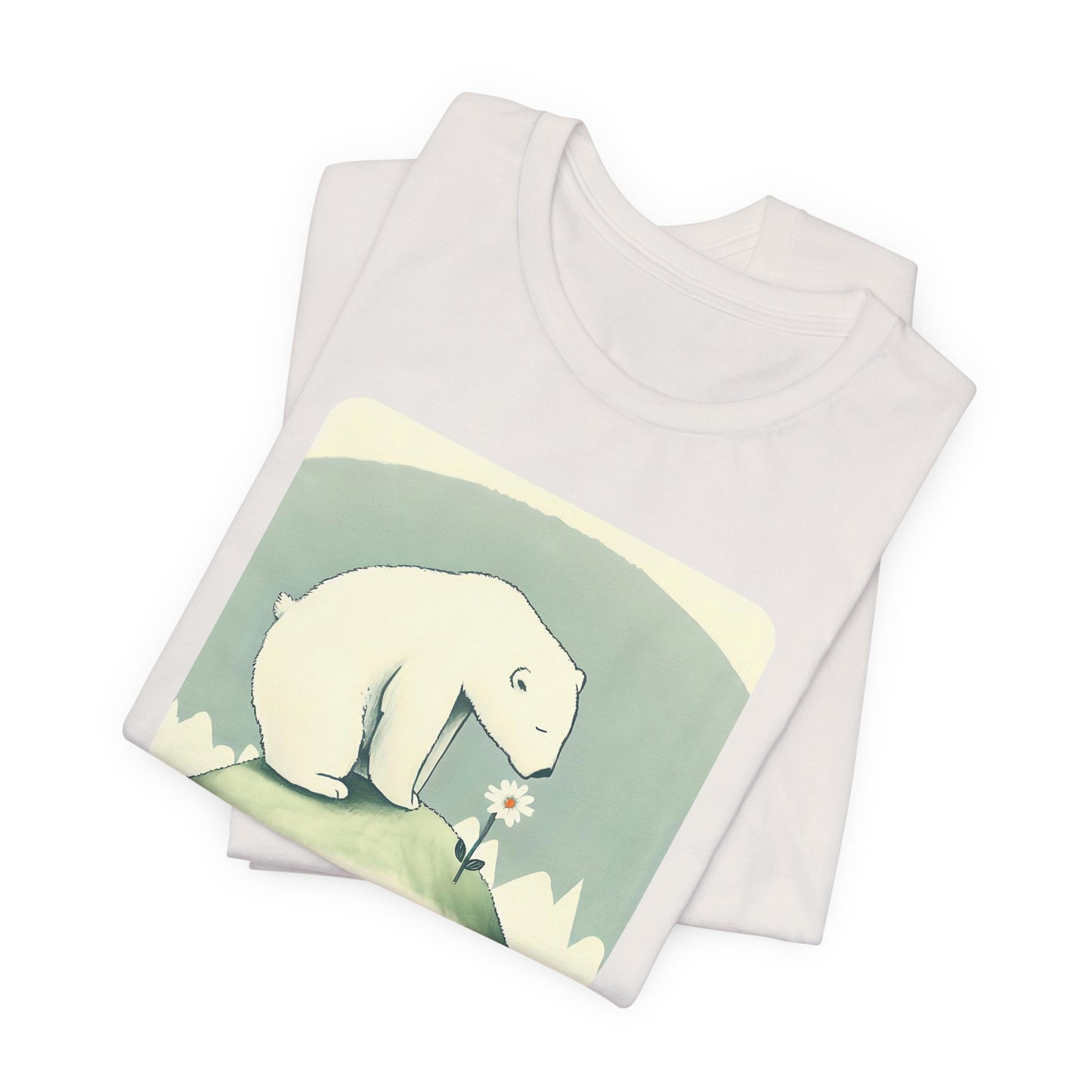 Polar Bear & Daisy Tee | Gentle Nature-Inspired Graphic Shirt