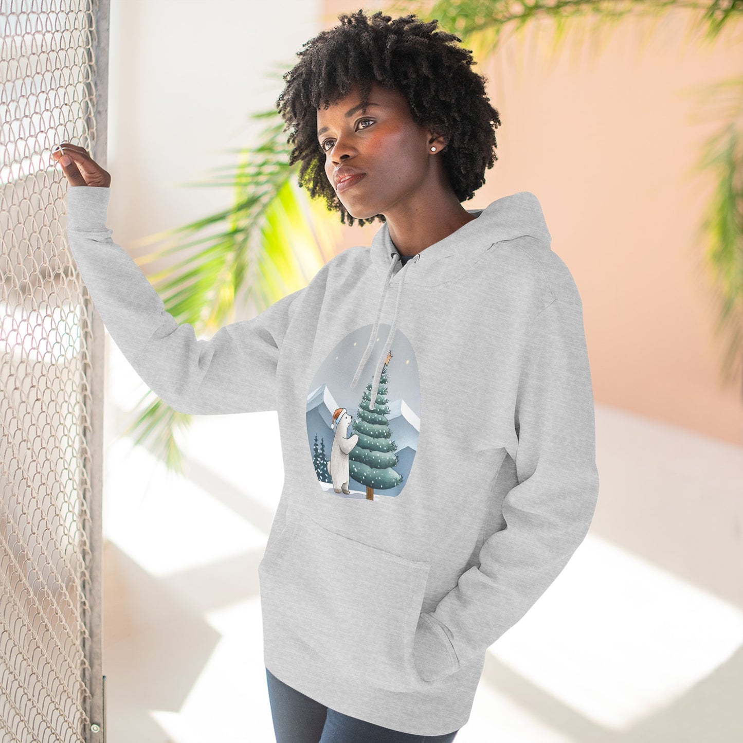 Cozy Polar Bear Christmas Tree Hoodie