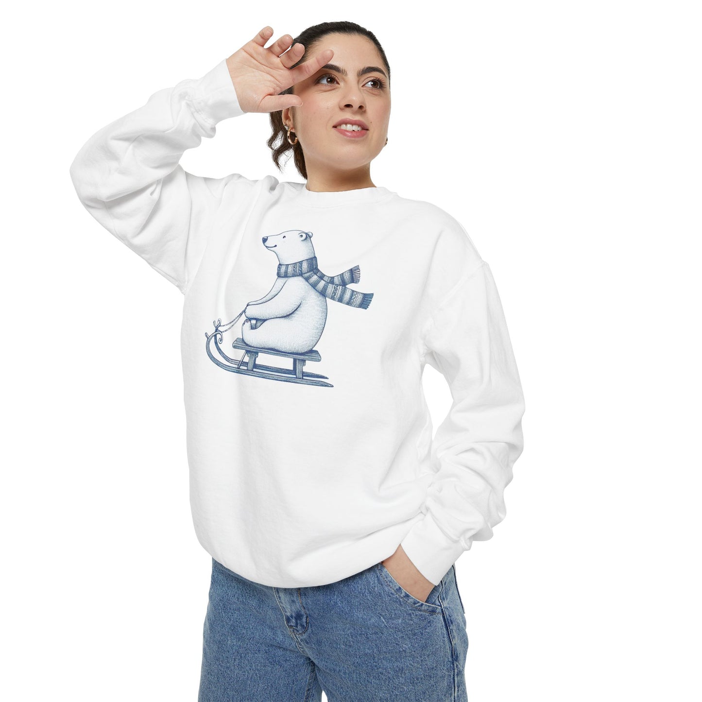 Polar Bear Sledding Comfort Colors Sweatshirt