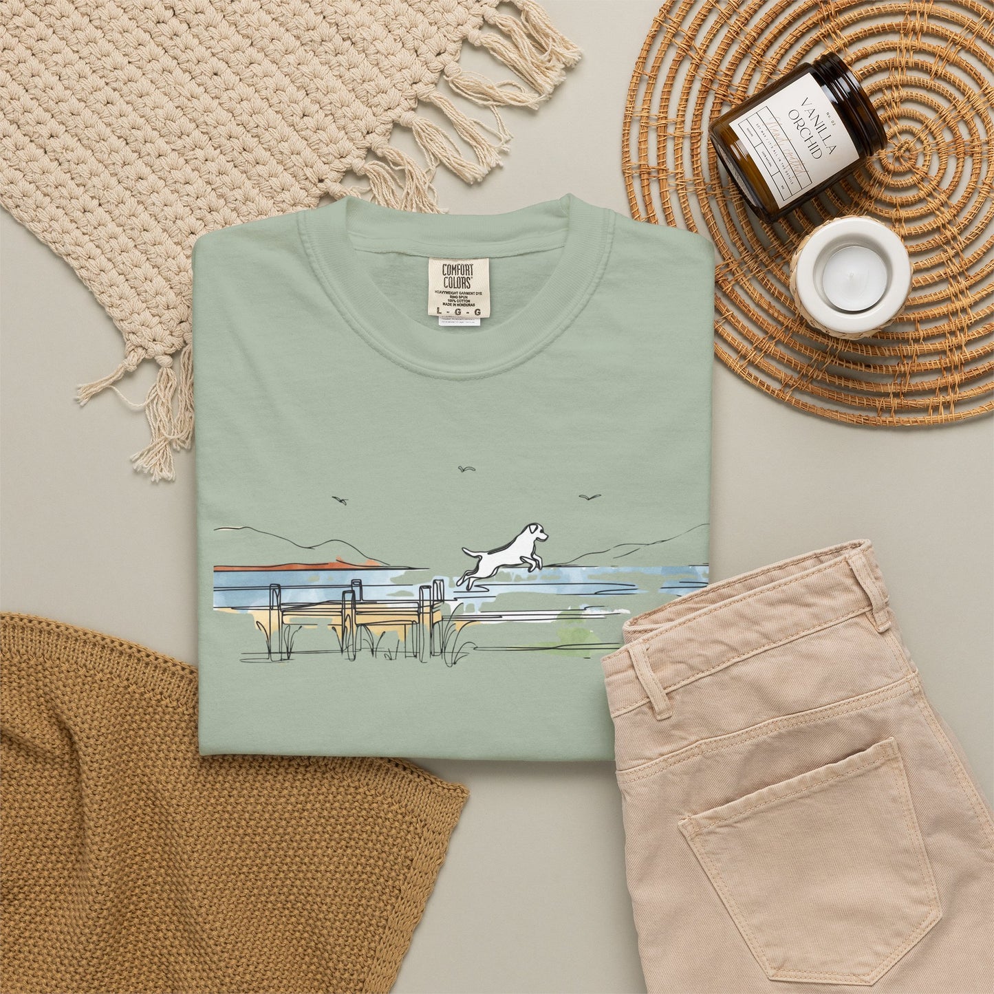 Watercolor Lake Dog Tee