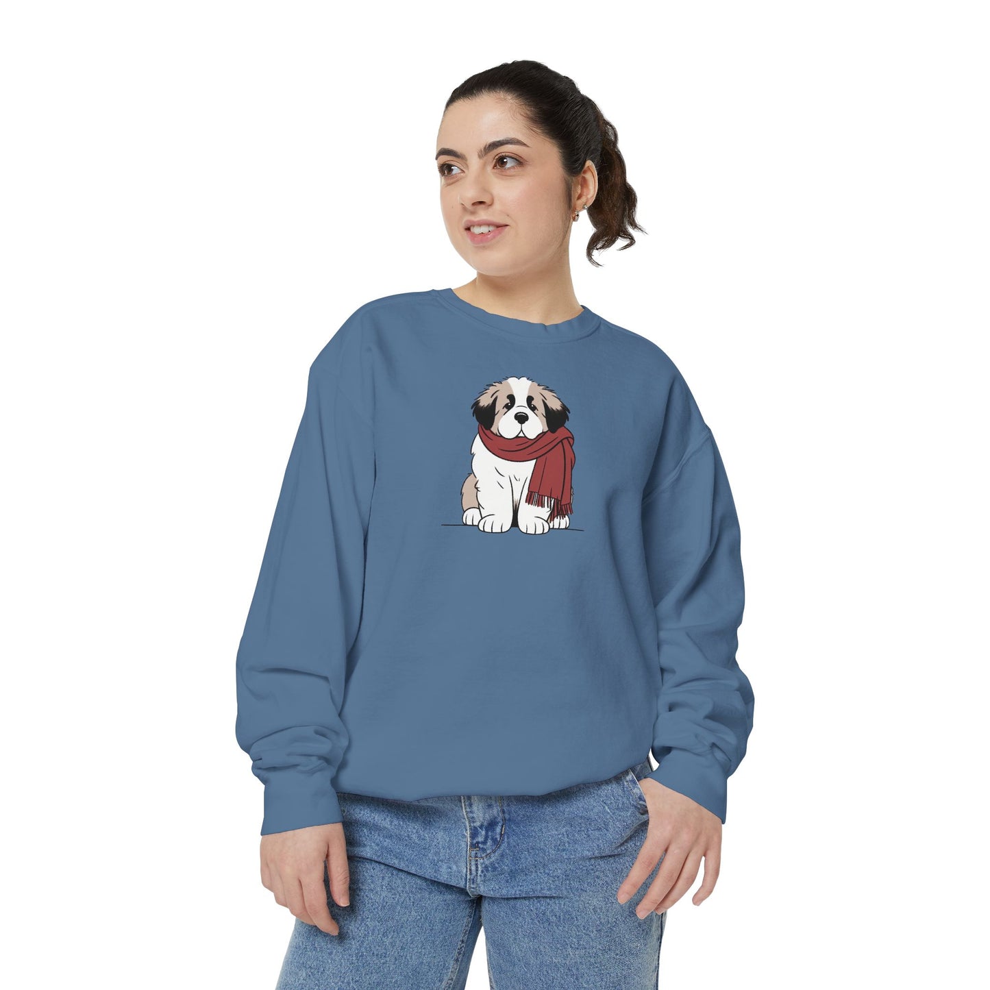 Saint Bernard Scarf Puppy Premium Sweatshirt | Cozy Den Edition