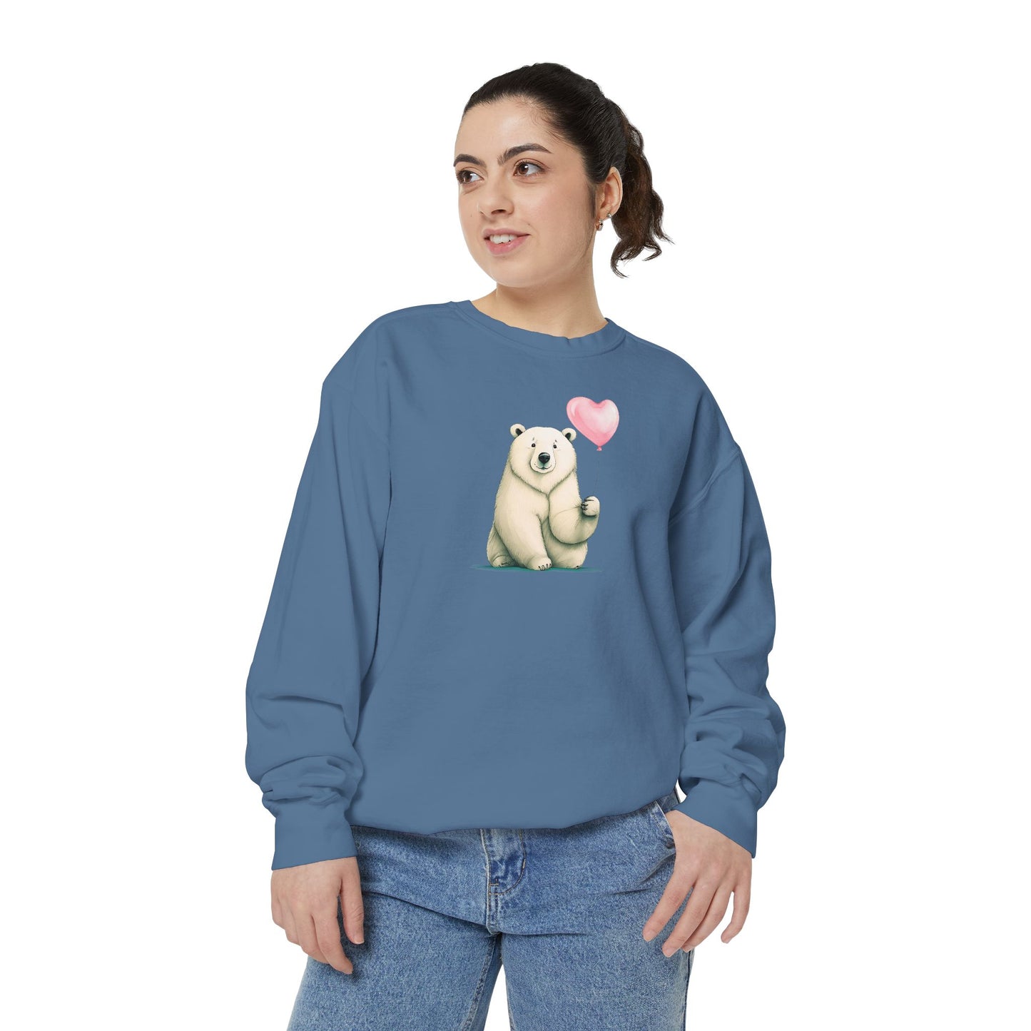 Polar Bear Heart Balloon Comfort Colors Sweatshirt