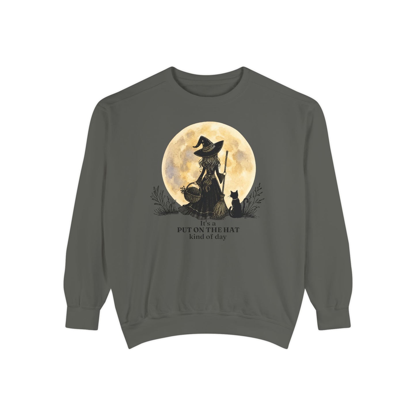 It's a Put on the Hat Kind of Day | Cozy Witch Moon Crewneck Sweatshirt