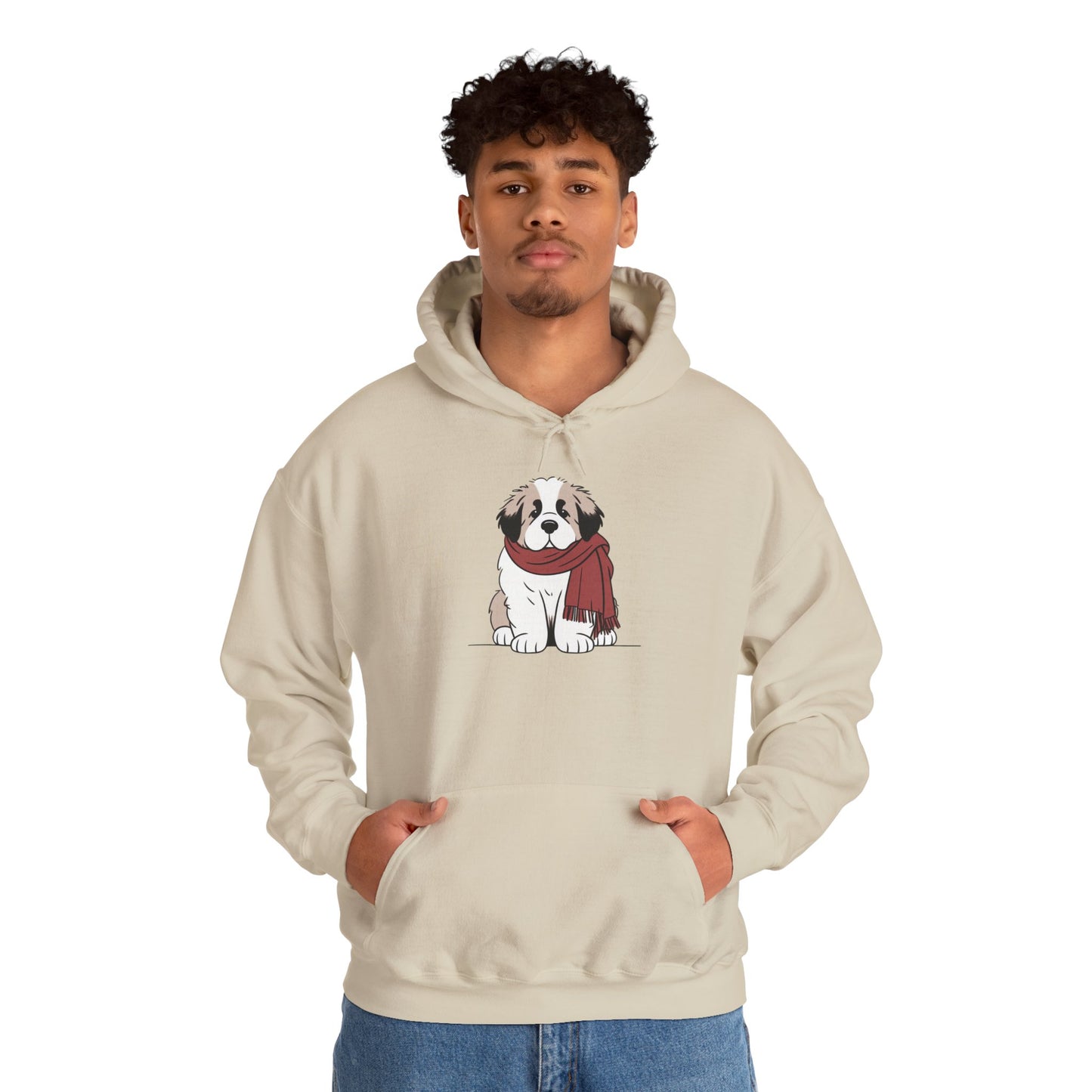 Saint Bernard Puppy Scarf  Premium Hoodie | Cozy Den Edition