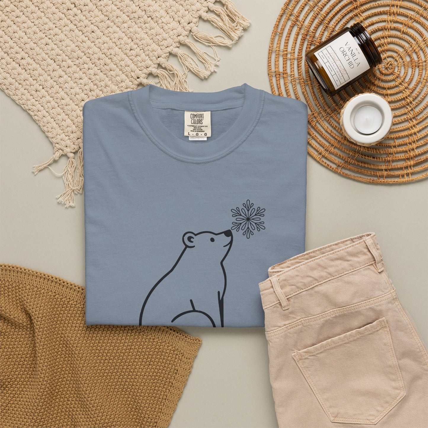 Comfort Colors Polar Bear Snowflake Tee