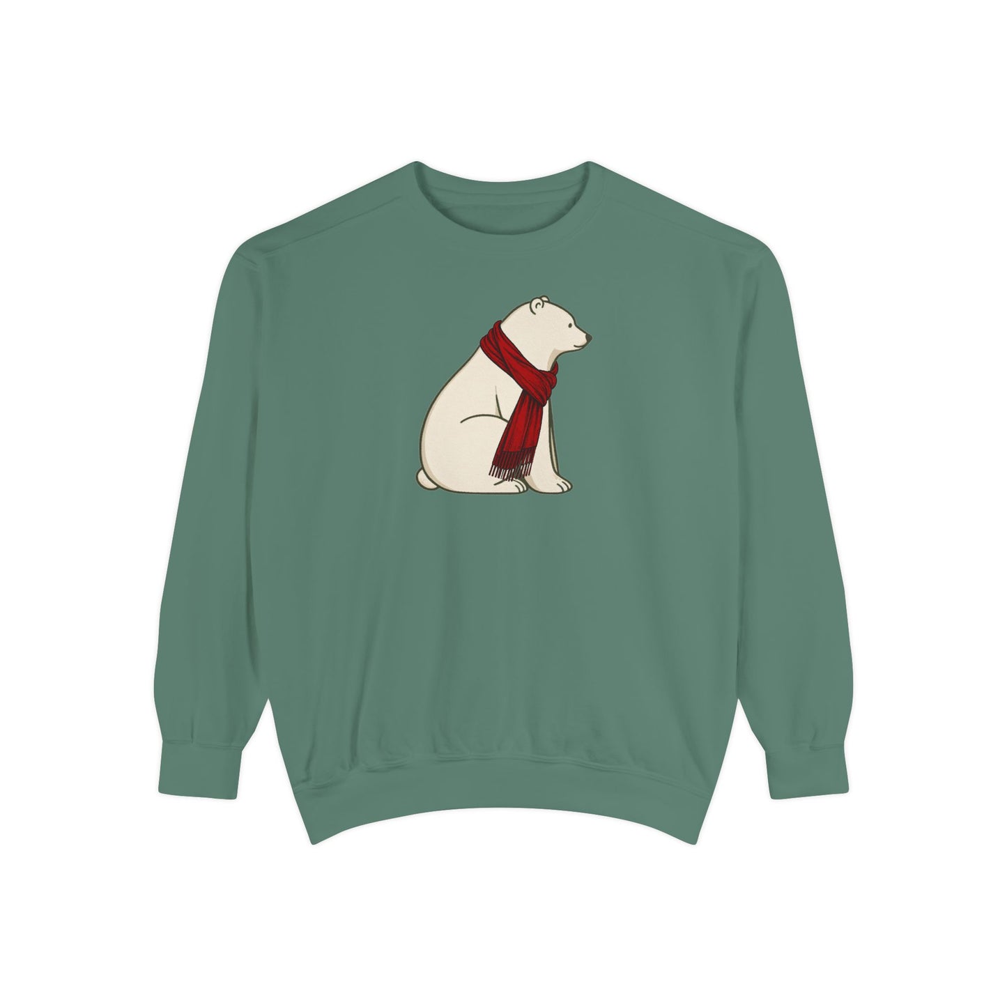 Polar Bear Scarf Sweatshirt | Cozy Winter Bear Crewneck