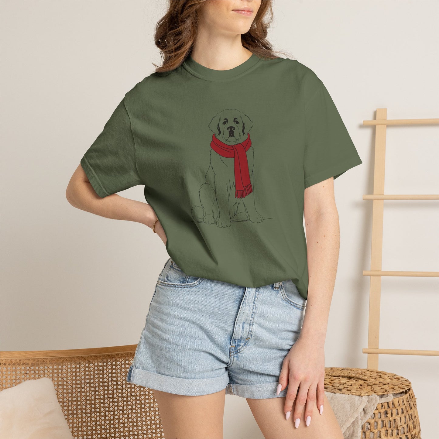 Great Pyrenees Winter Scarf  Comfort Colors Tee