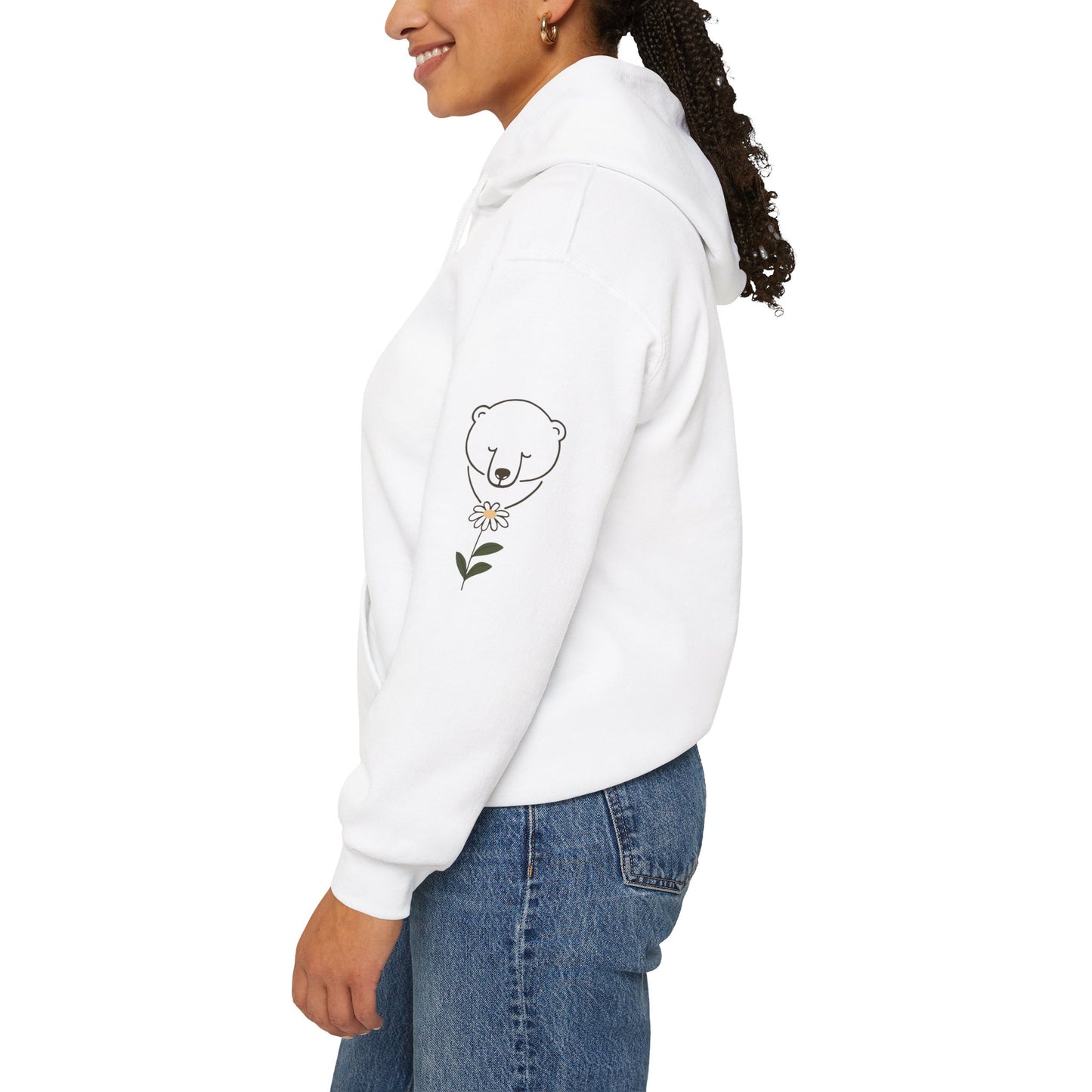 Minimalist Polar Bear & Daisy Hoodie