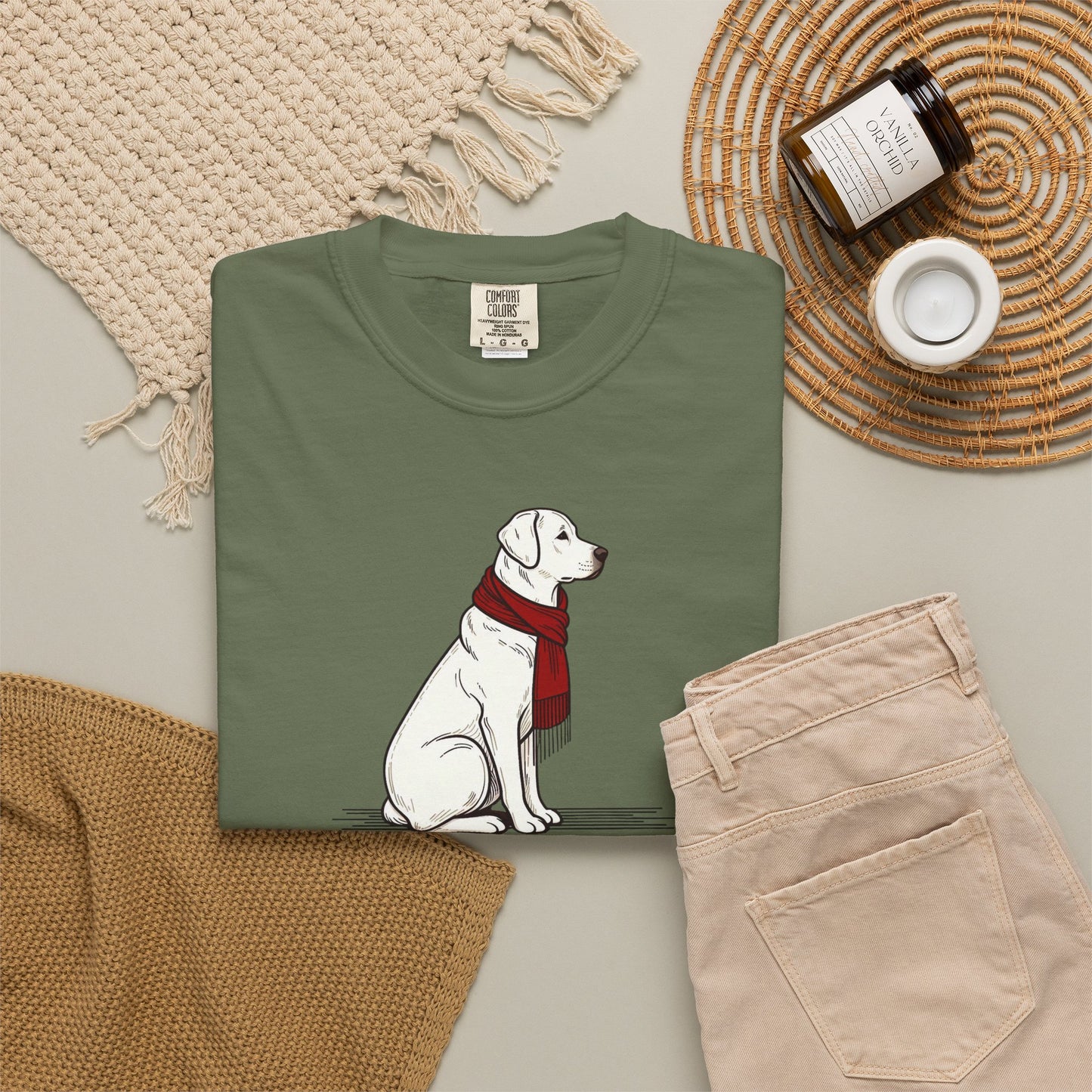 Red Scarf Dog Tee