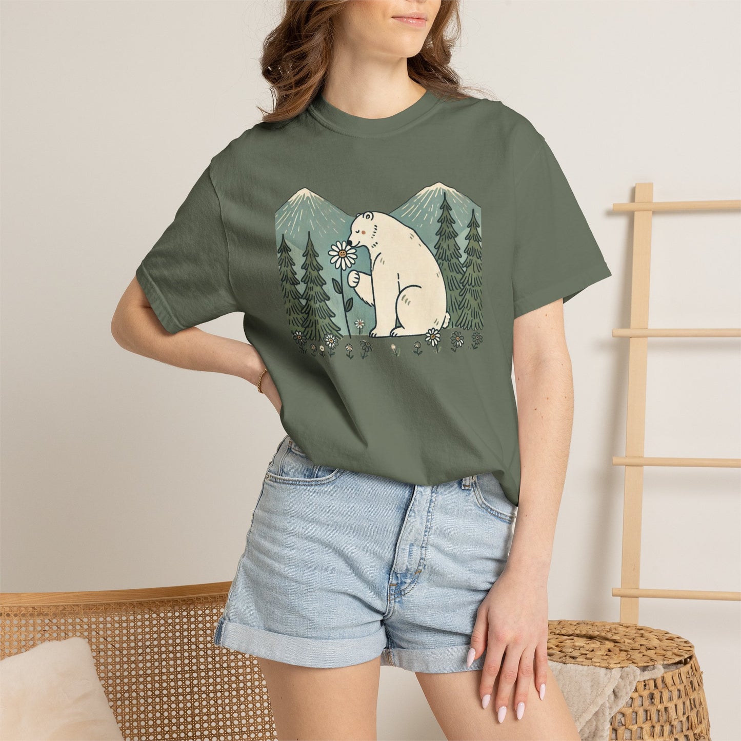Woodland Polar Bear Comfort Colors Tee