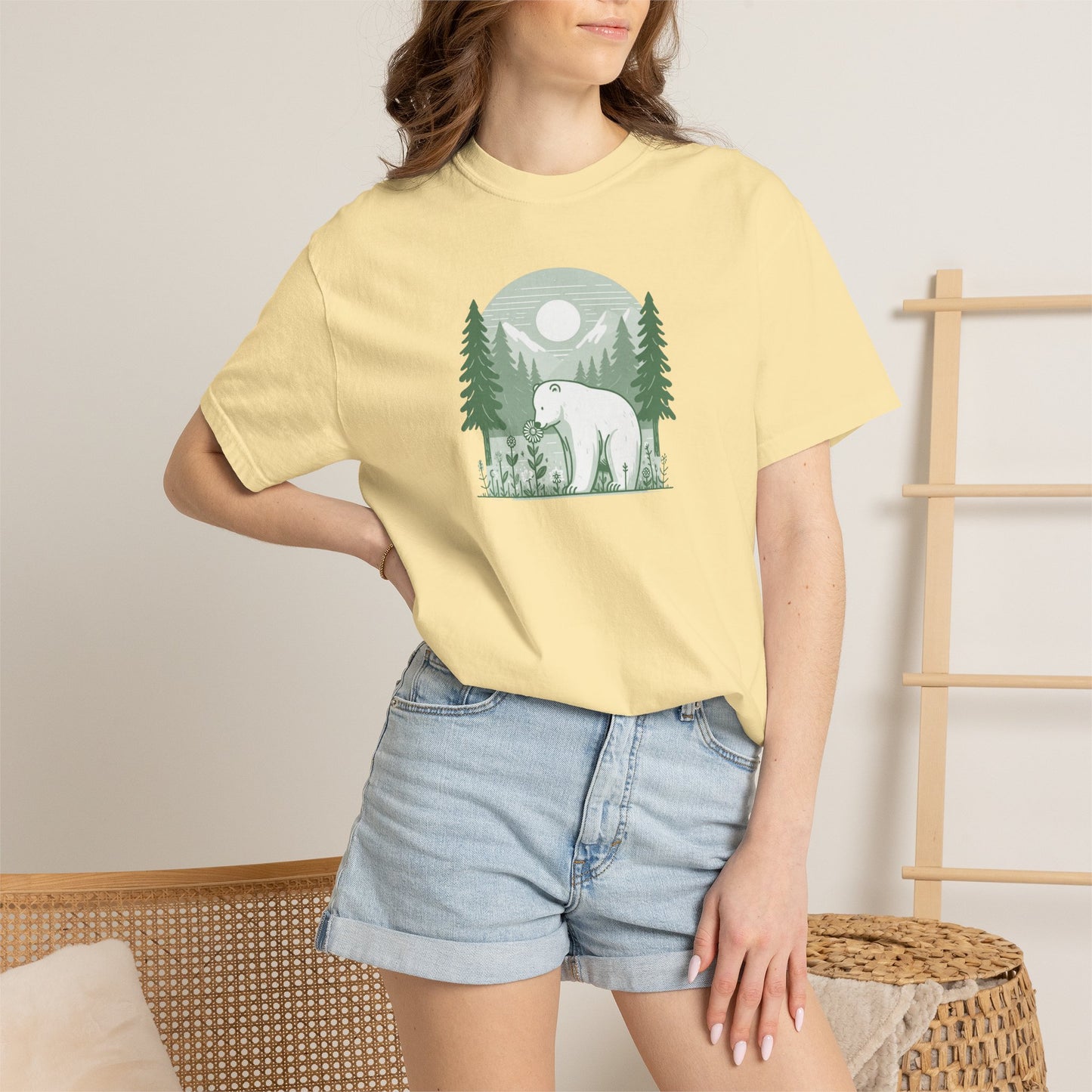 Polar Bear Forest Bloom Comfort Colors Tee