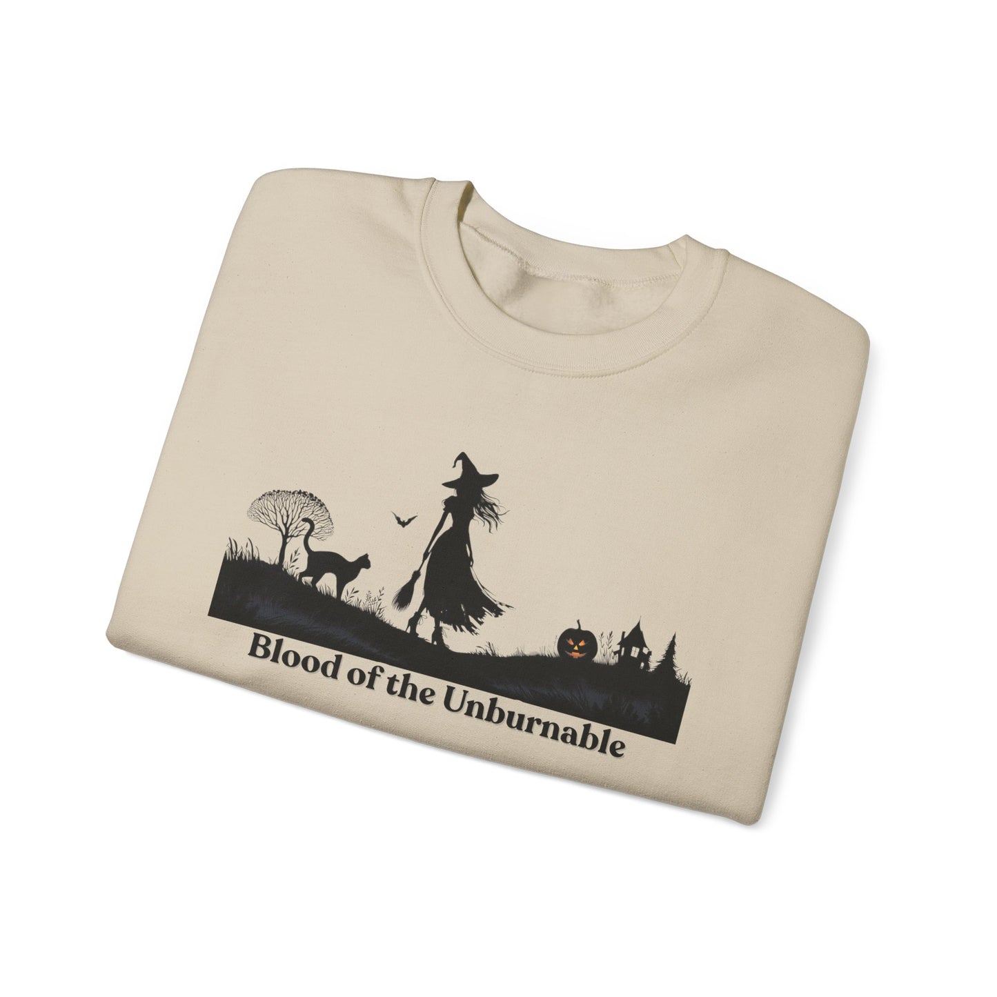 Blood of the Unburnable Witch Sweatshirt, Gothic Halloween Crewneck, Dark Witchy Sweater
