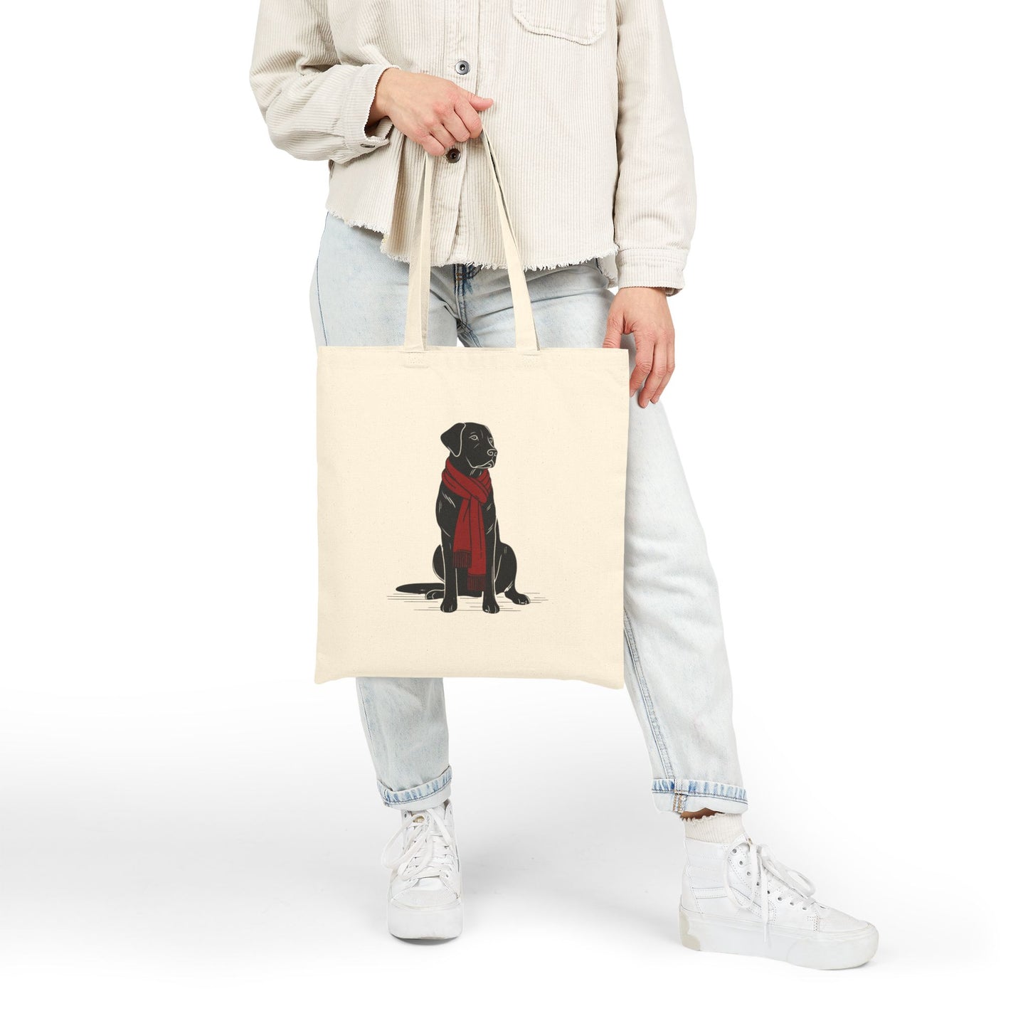 Black Lab Red Scarf Tote Bag