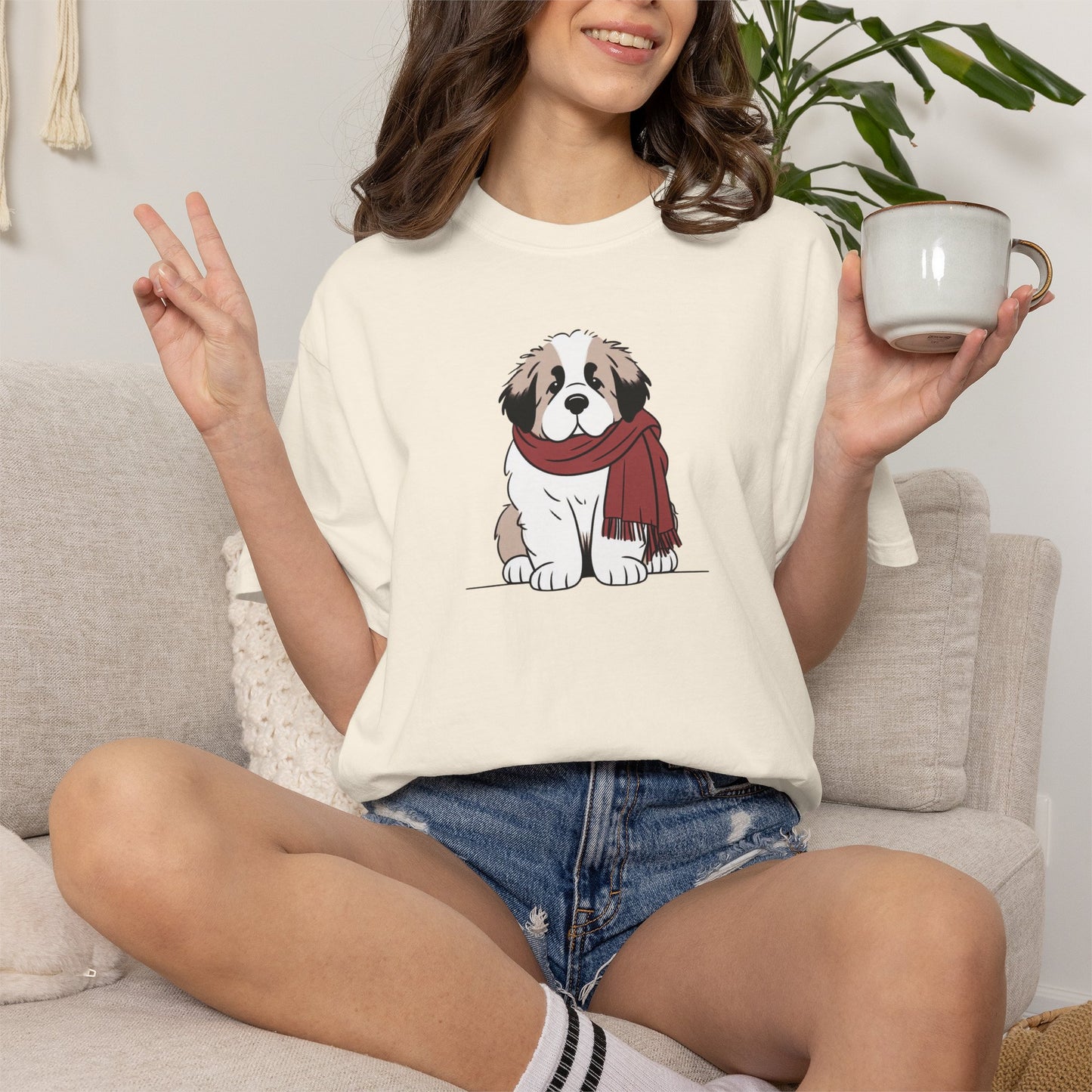 Winter Saint Bernard Comfort Colors Tee
