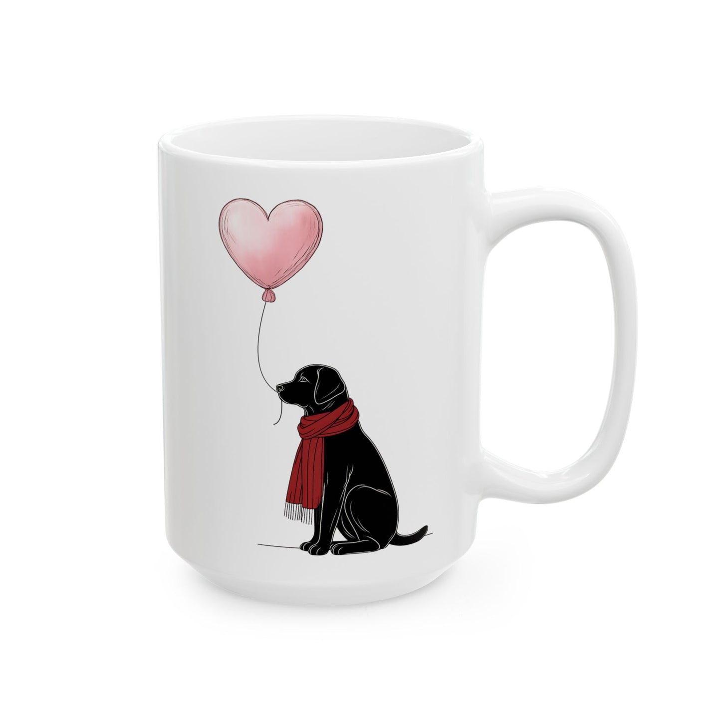 Winter Heart Balloon Black Lab Mug